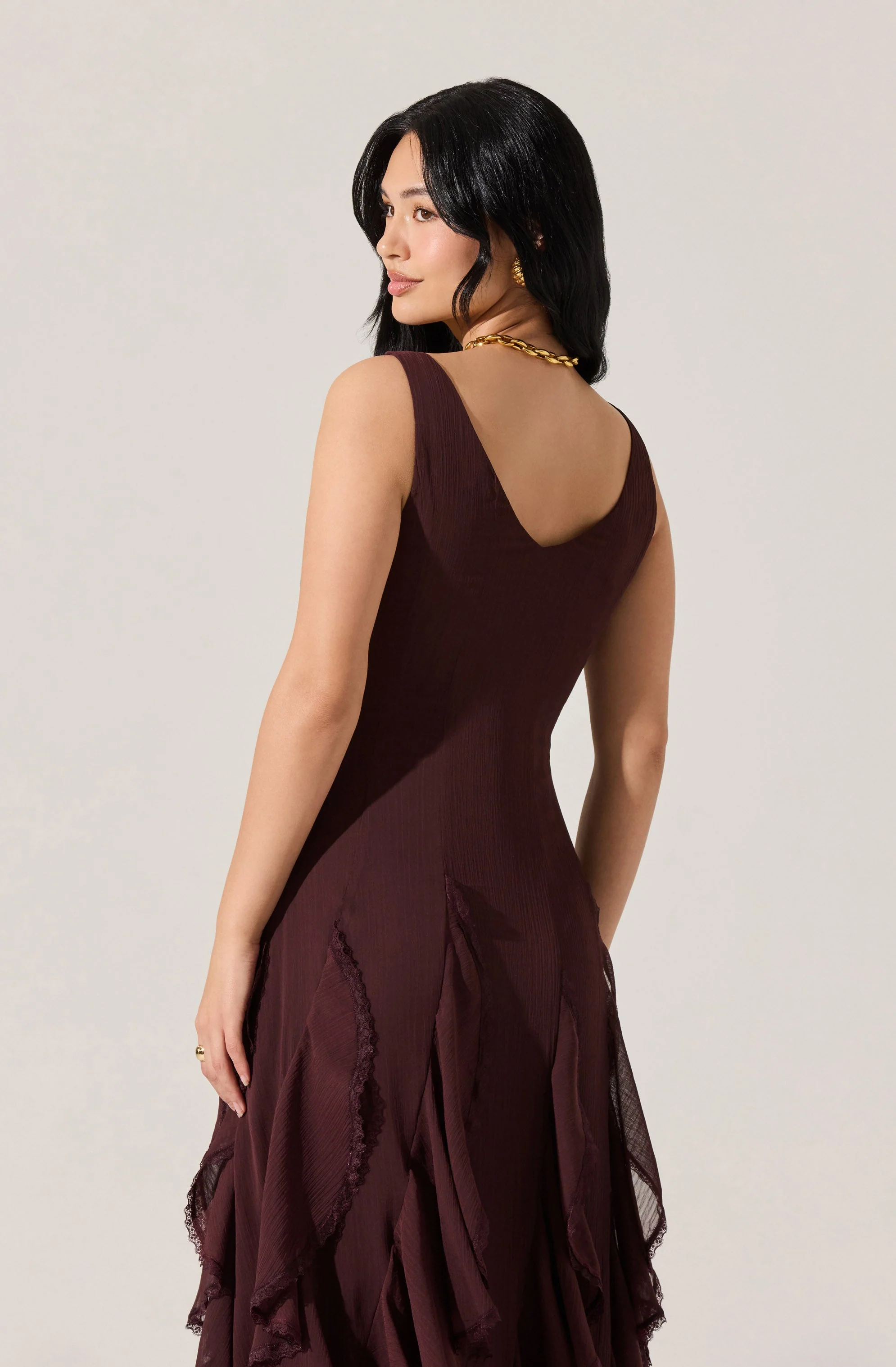 Philomene V-Neck Ruffle Trim Dress - Image 11