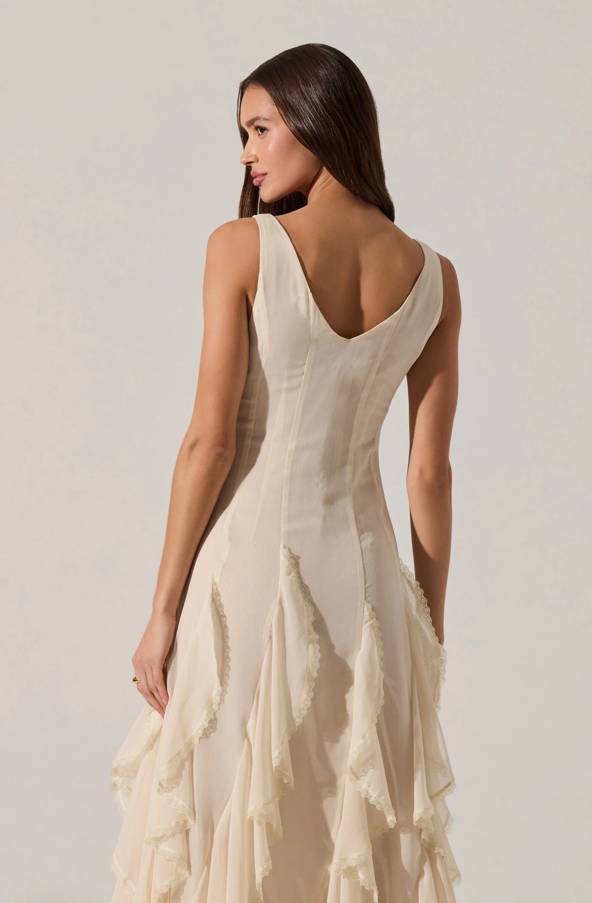 Philomene V-Neck Ruffle Trim Dress - Image 4