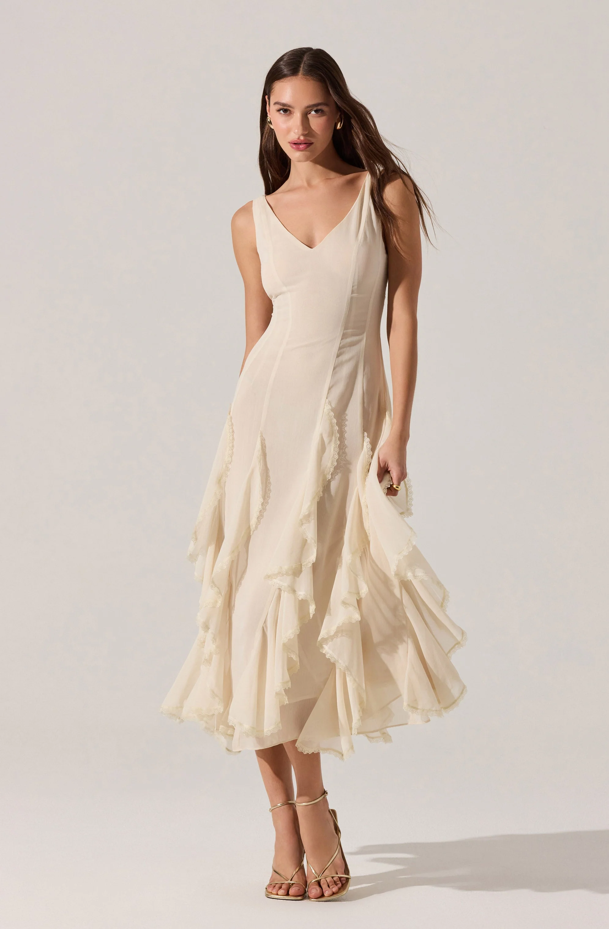 Philomene V-Neck Ruffle Trim Dress - Image 5