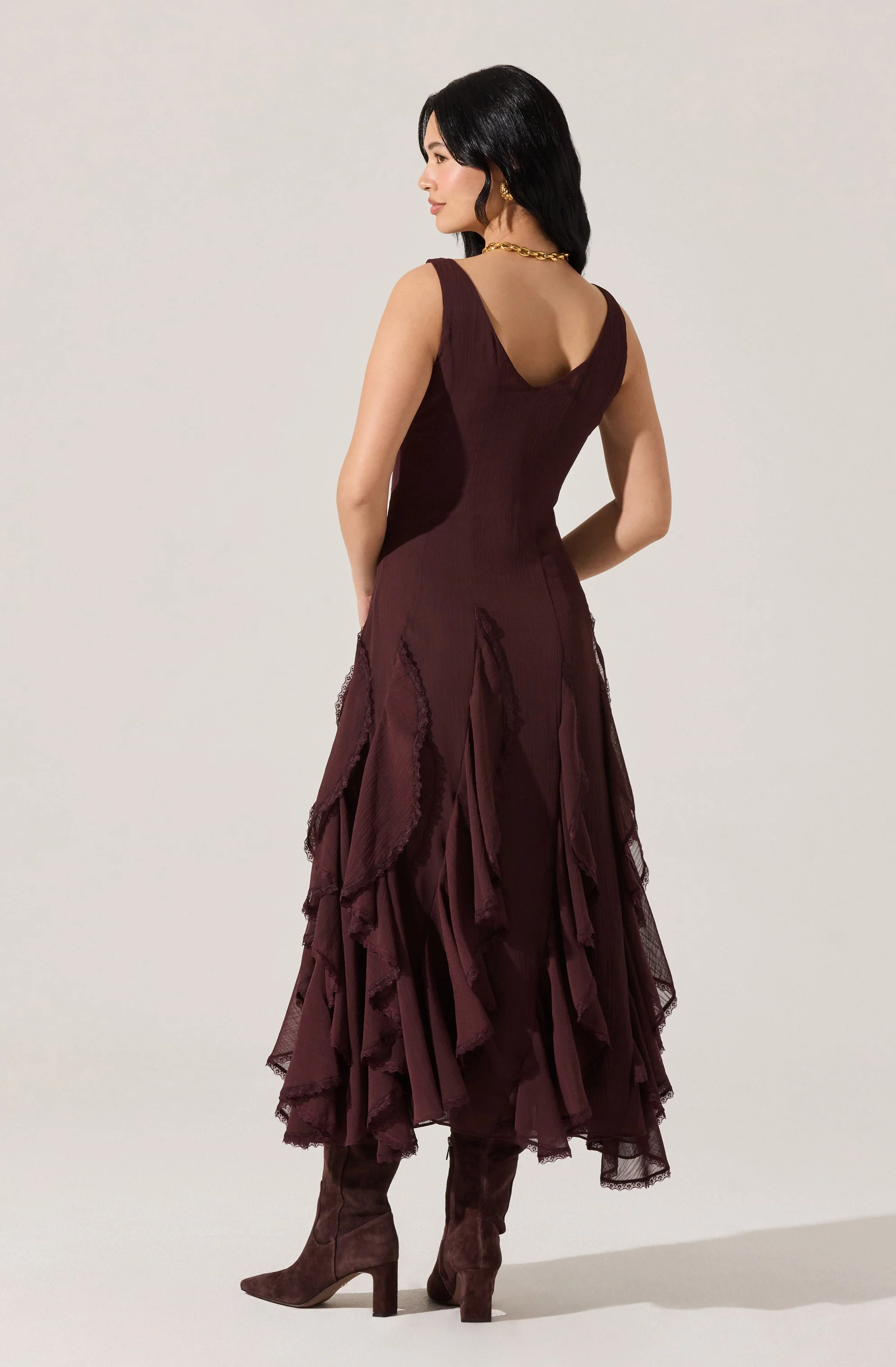 Philomene V-Neck Ruffle Trim Dress - Image 9