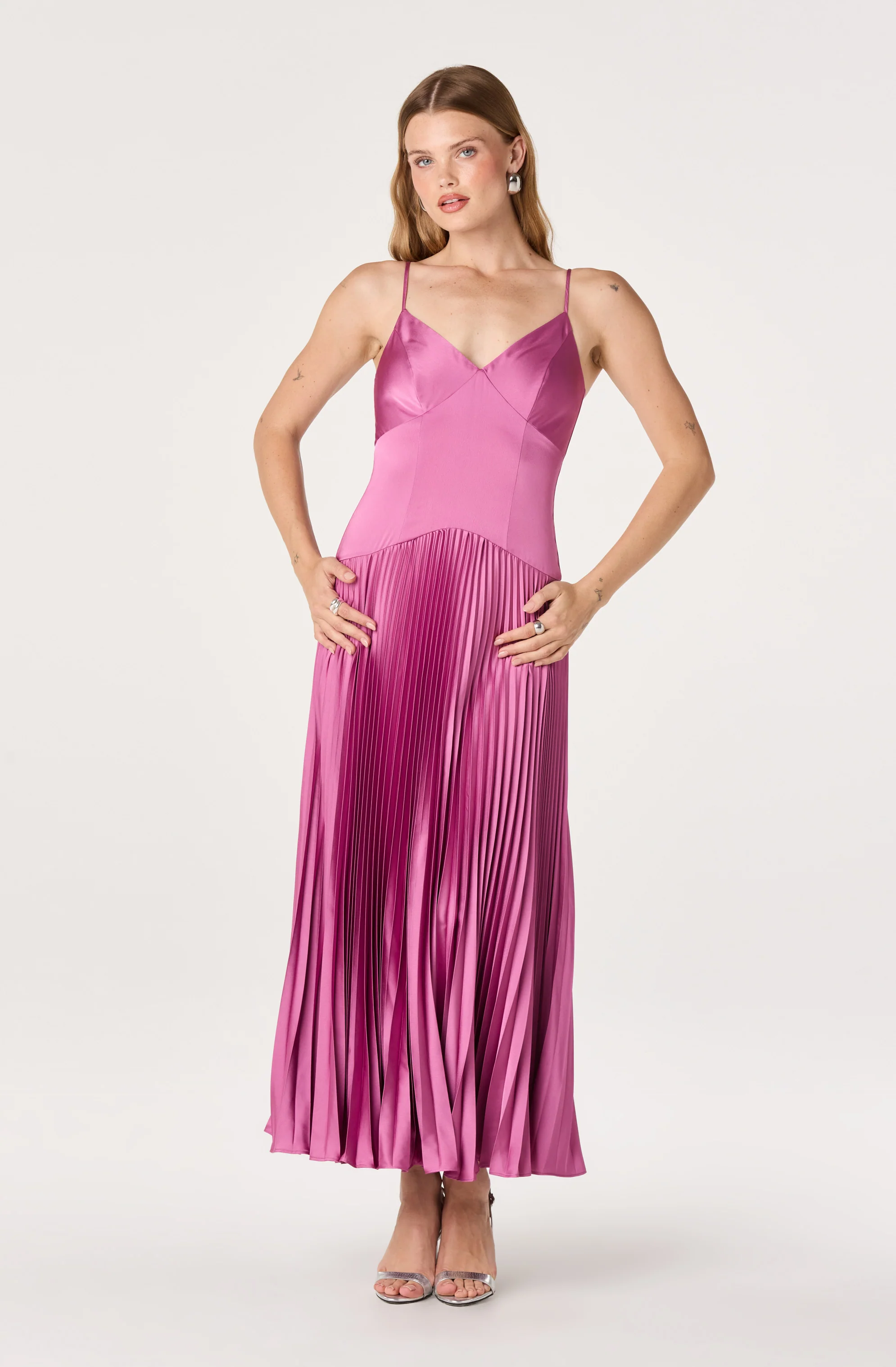Pleated Drop Waist Maxi Dress - Image 4