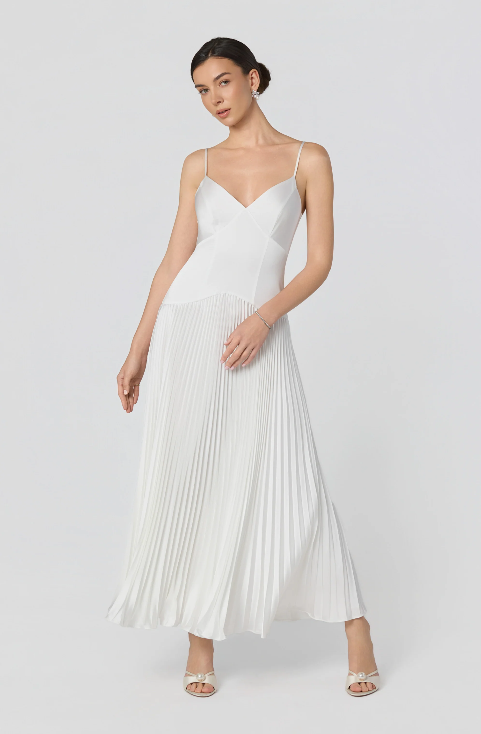 Pleated Drop Waist Maxi Dress - Image 7