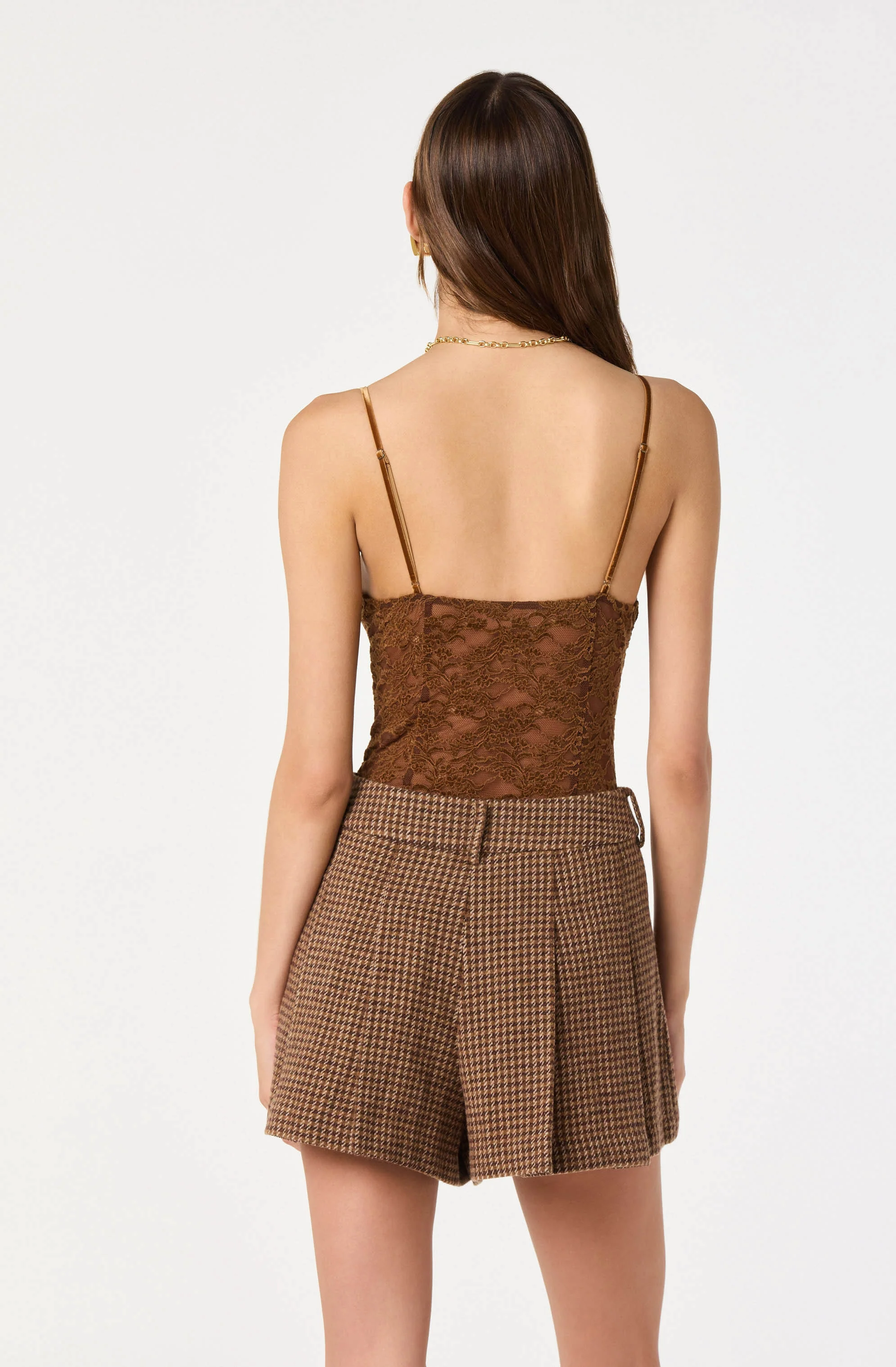 Plaid pleated Flared Shorts - Image 4