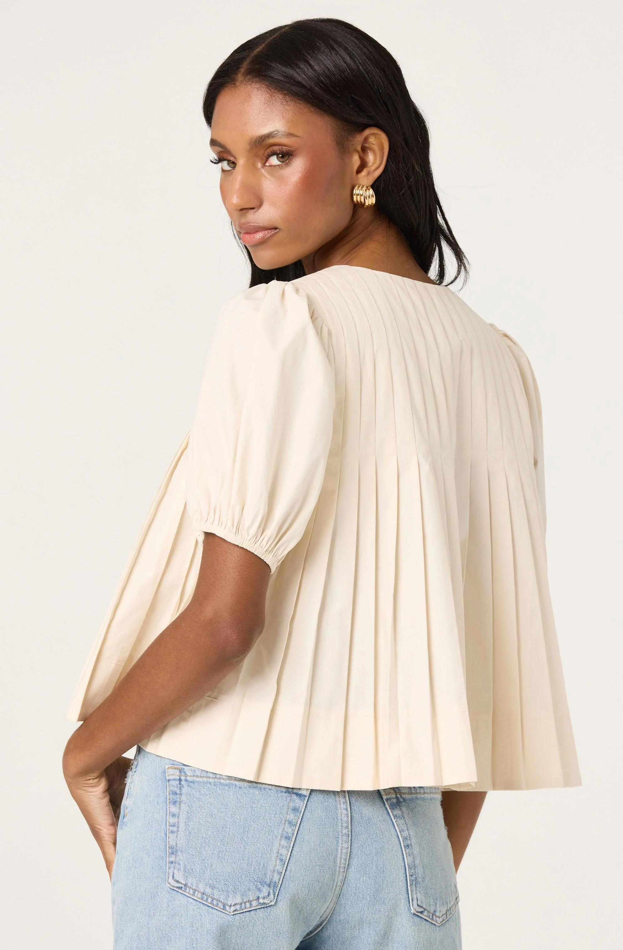Pleated Puff Sleeve Top - Image 2