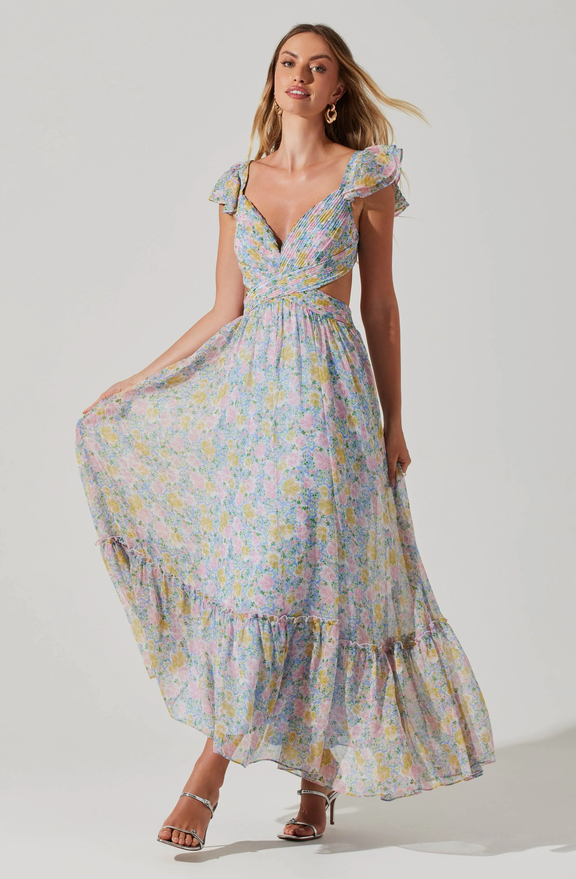 Primrose Floral Strappy Back Maxi Dress - Image 21