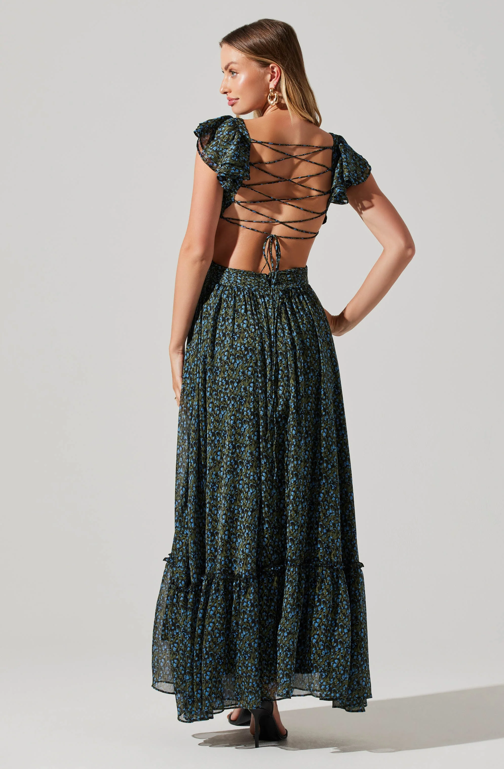 Primrose Floral Strappy Back Maxi Dress - Image 30