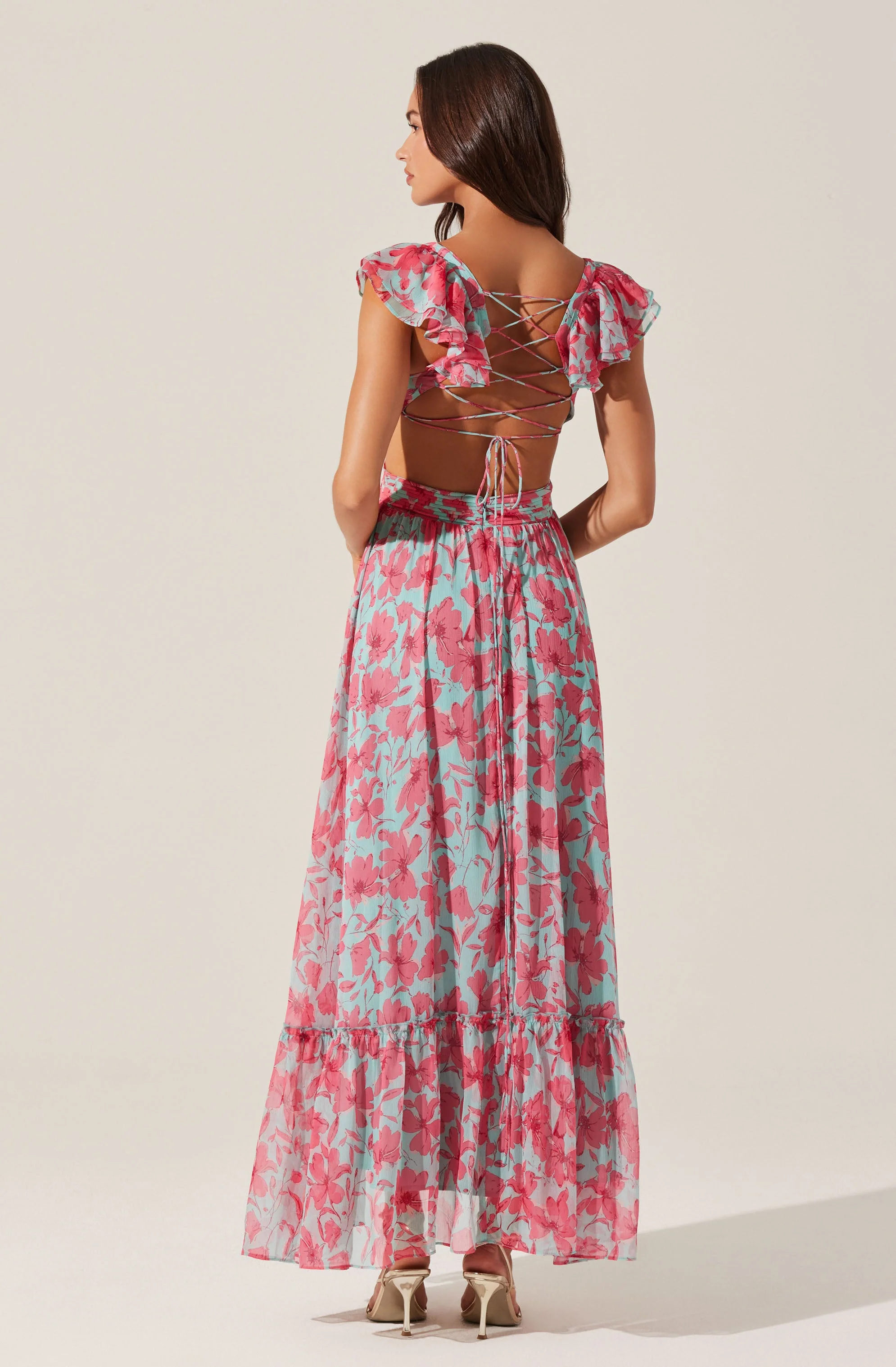 Primrose Floral Strappy Back Maxi Dress - Image 4