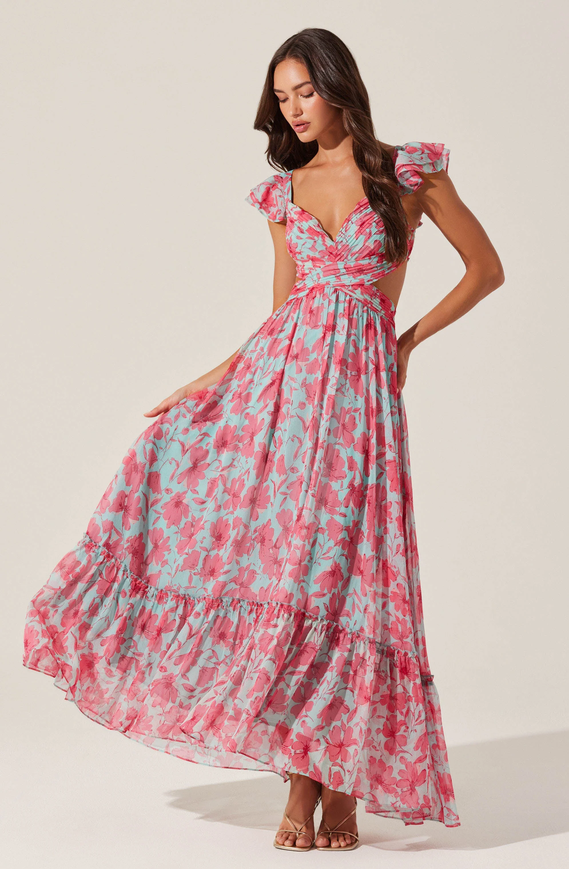 Primrose Floral Strappy Back Maxi Dress - Image 6