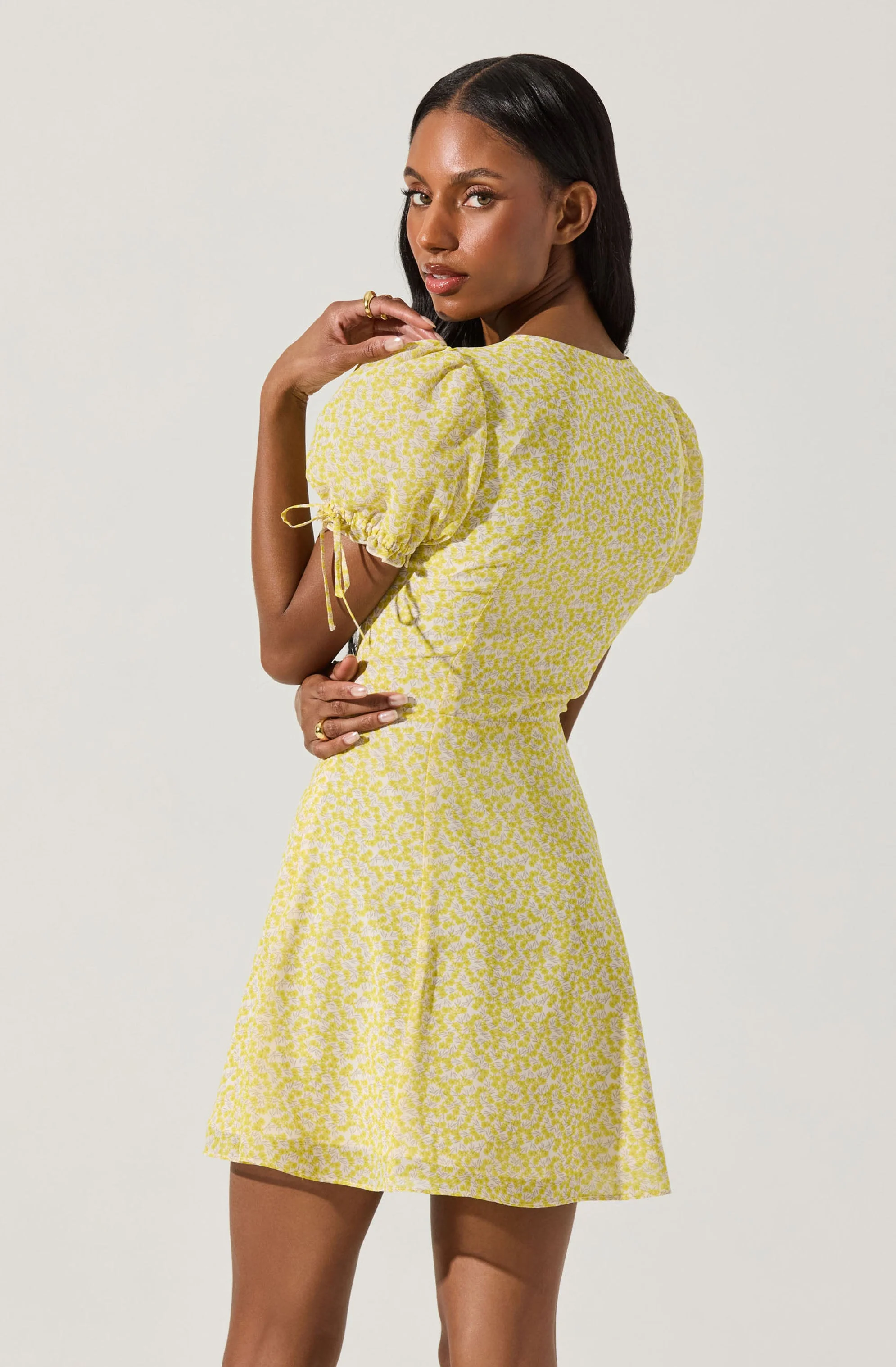 Floral Puff Sleeve Mini Dress - Image 12