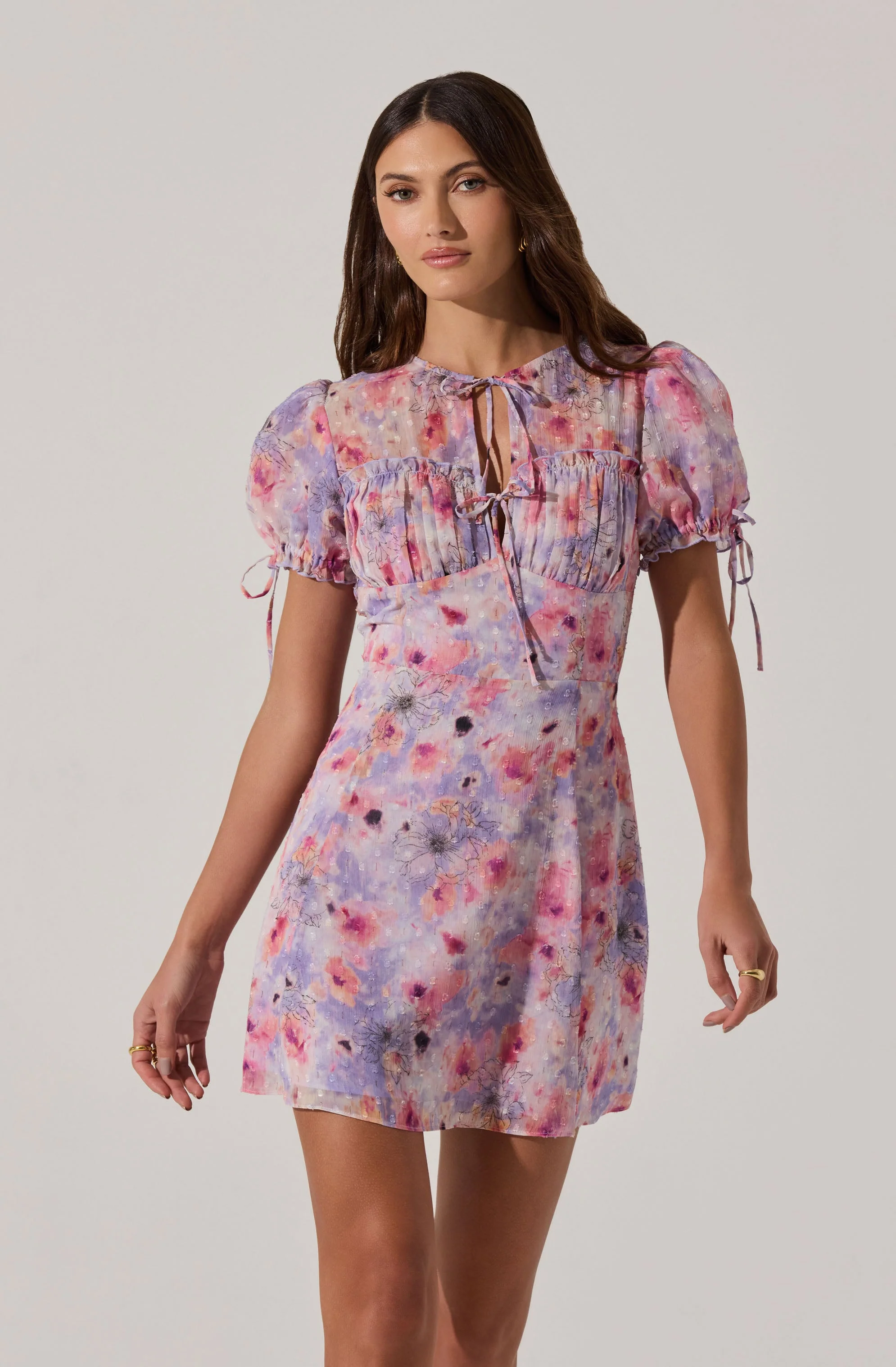 Floral Puff Sleeve Mini Dress - Image 3