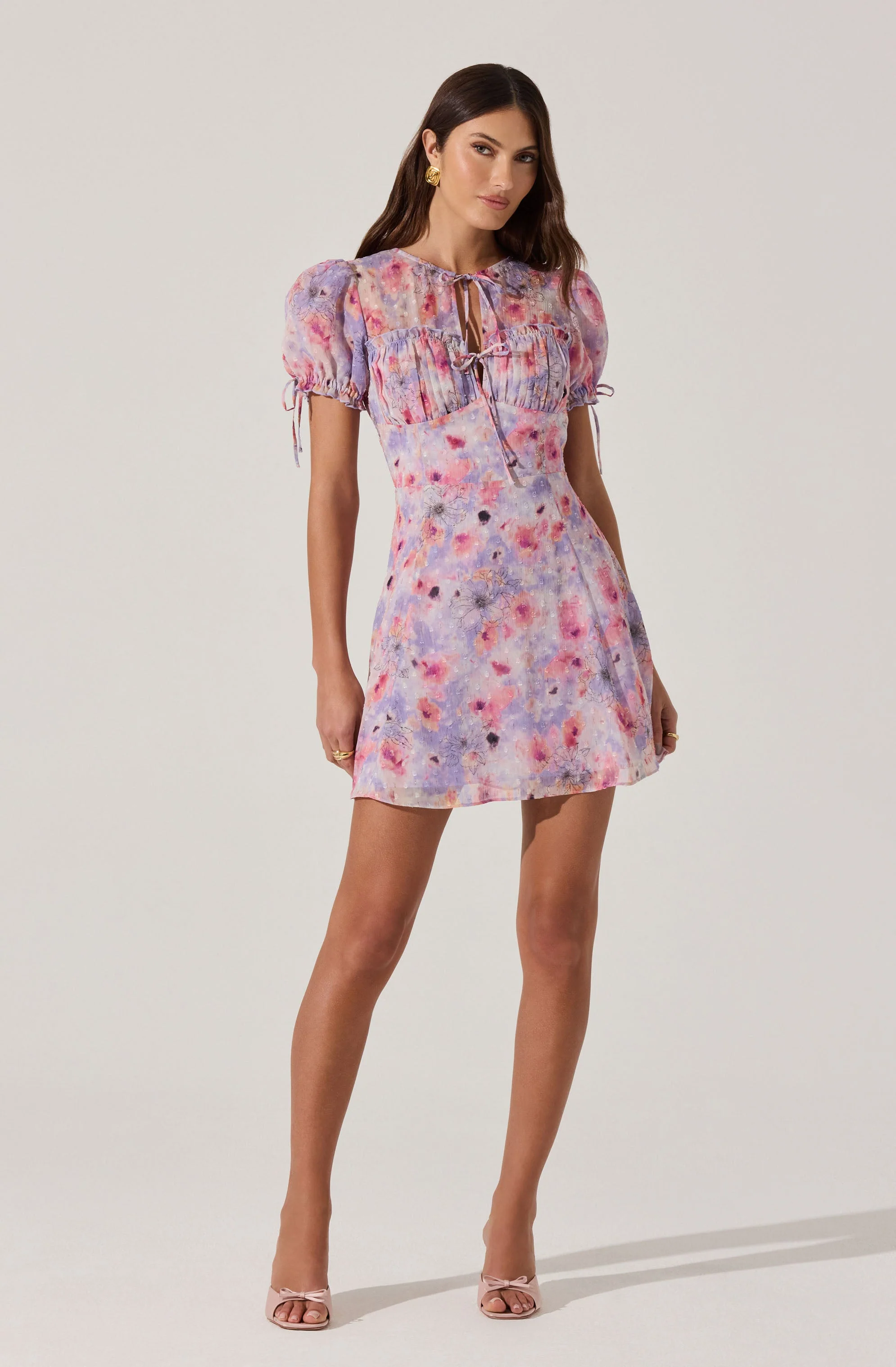 Floral Puff Sleeve Mini Dress - Image 4
