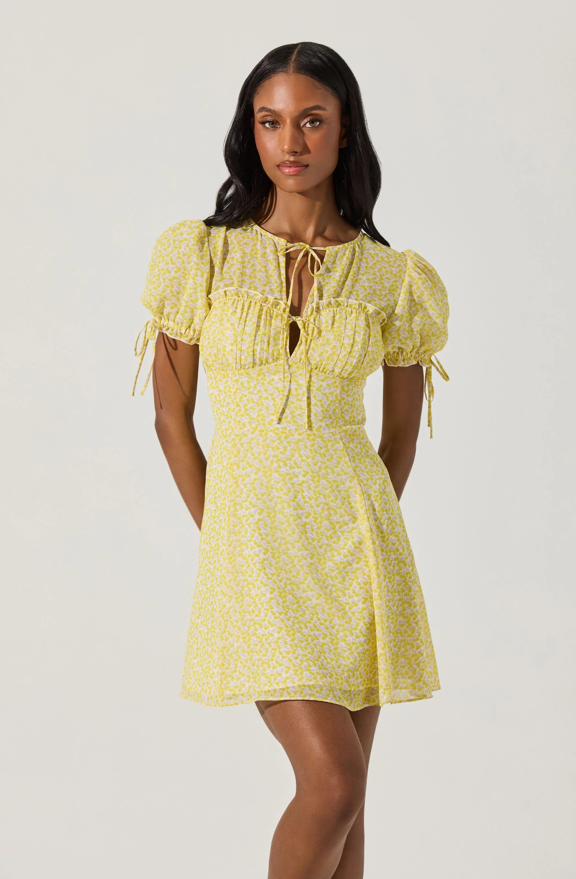 Floral Puff Sleeve Mini Dress - Image 7