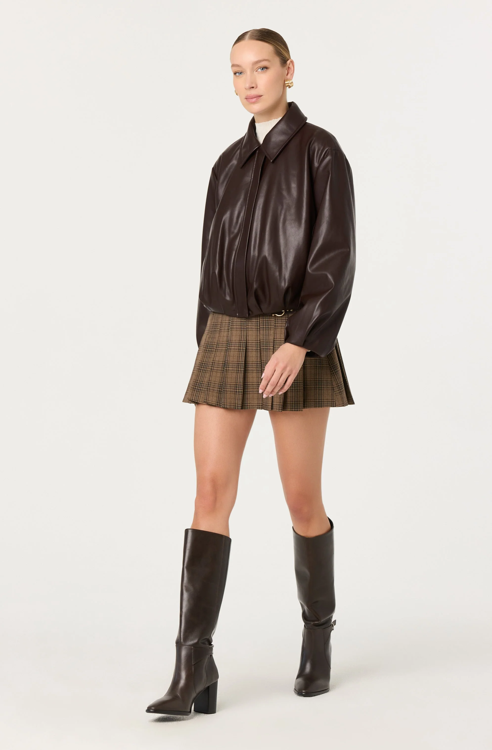 Raevin Faux Leather Bomber Jacket - Image 5