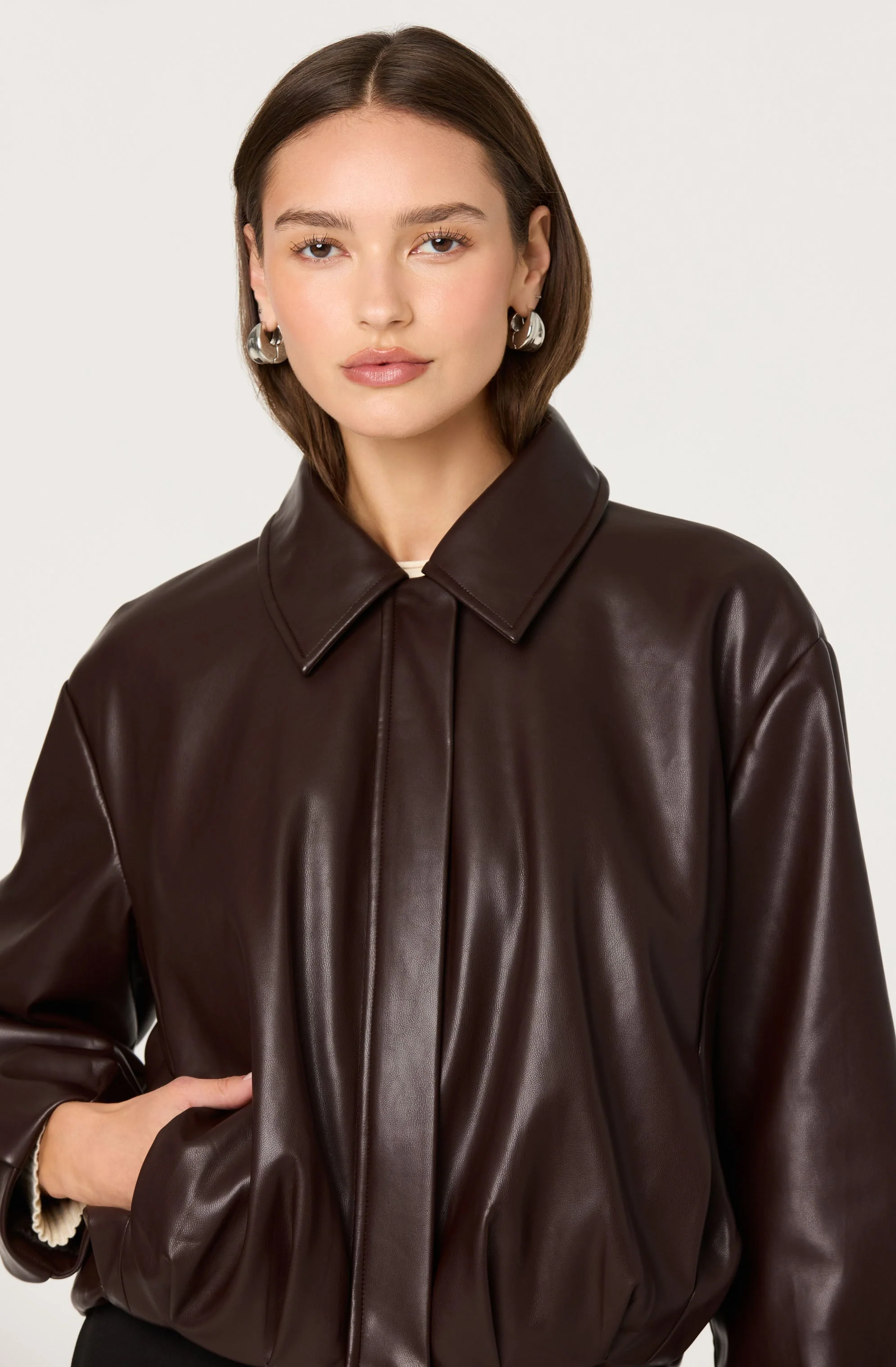 Raevin Faux Leather Bomber Jacket - Image 6