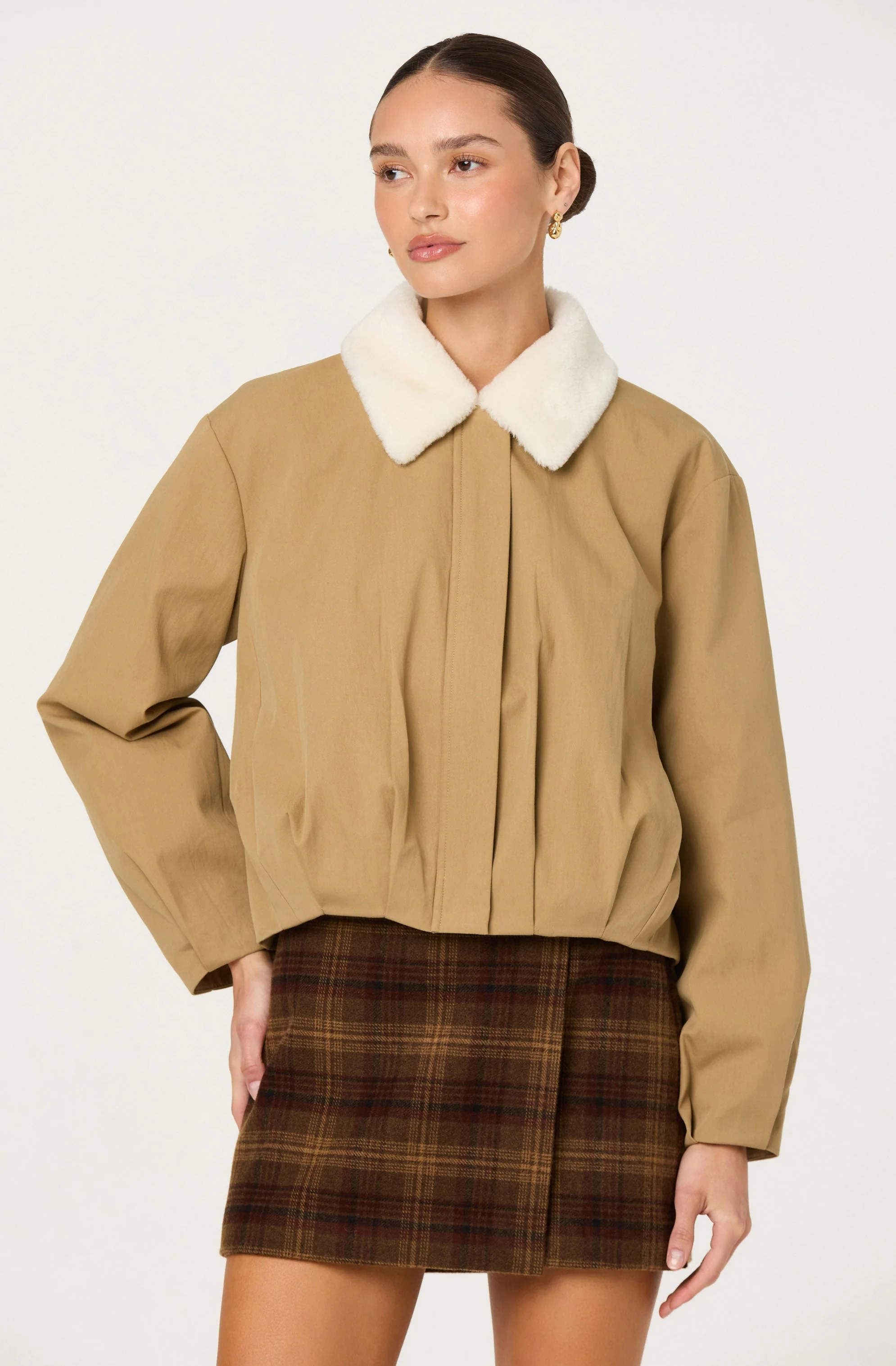 Raevin Faux Fur Collar Bomber Jacket - Image 3