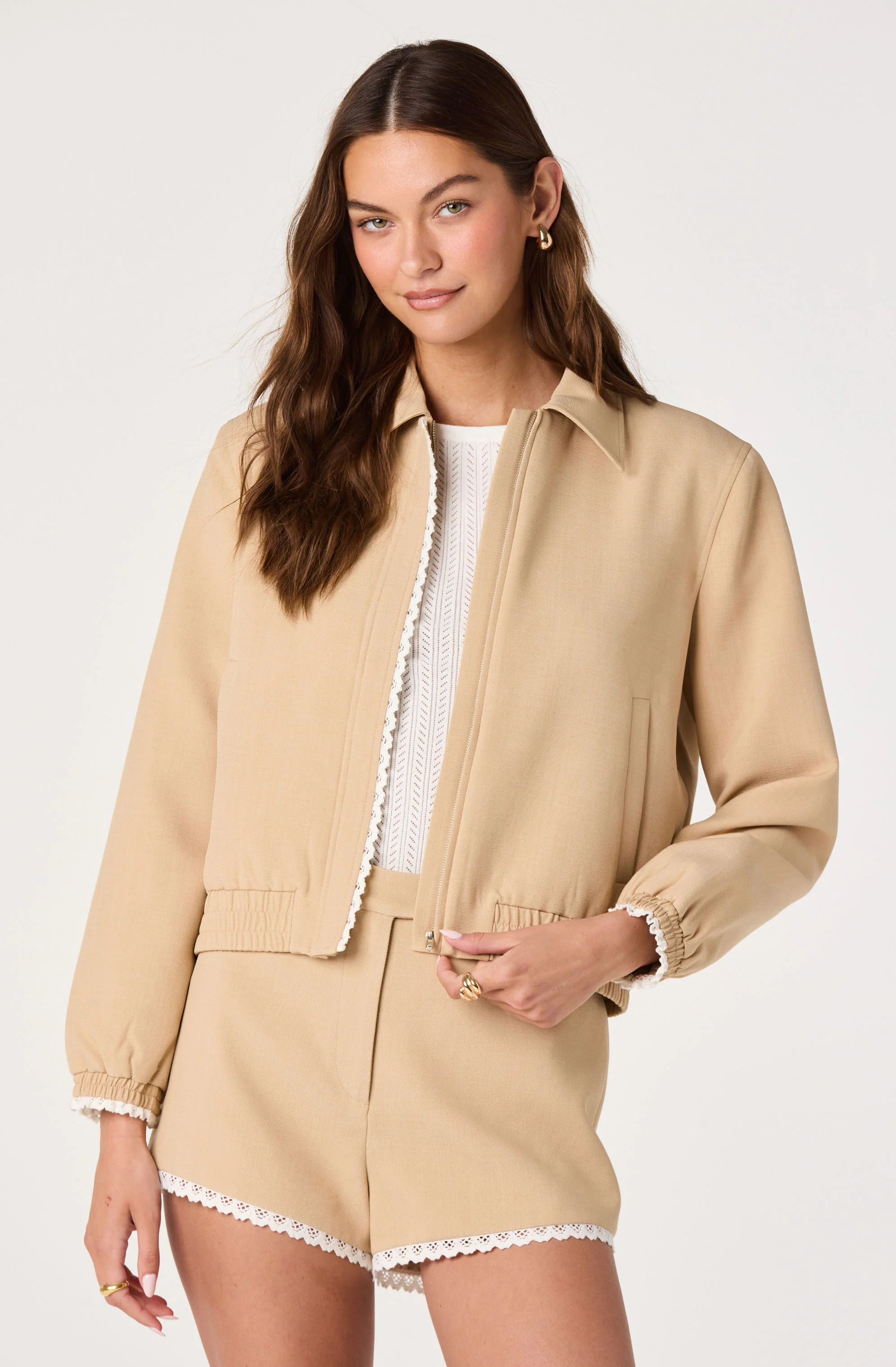 Reid Scallop Trim Bomber Jacket