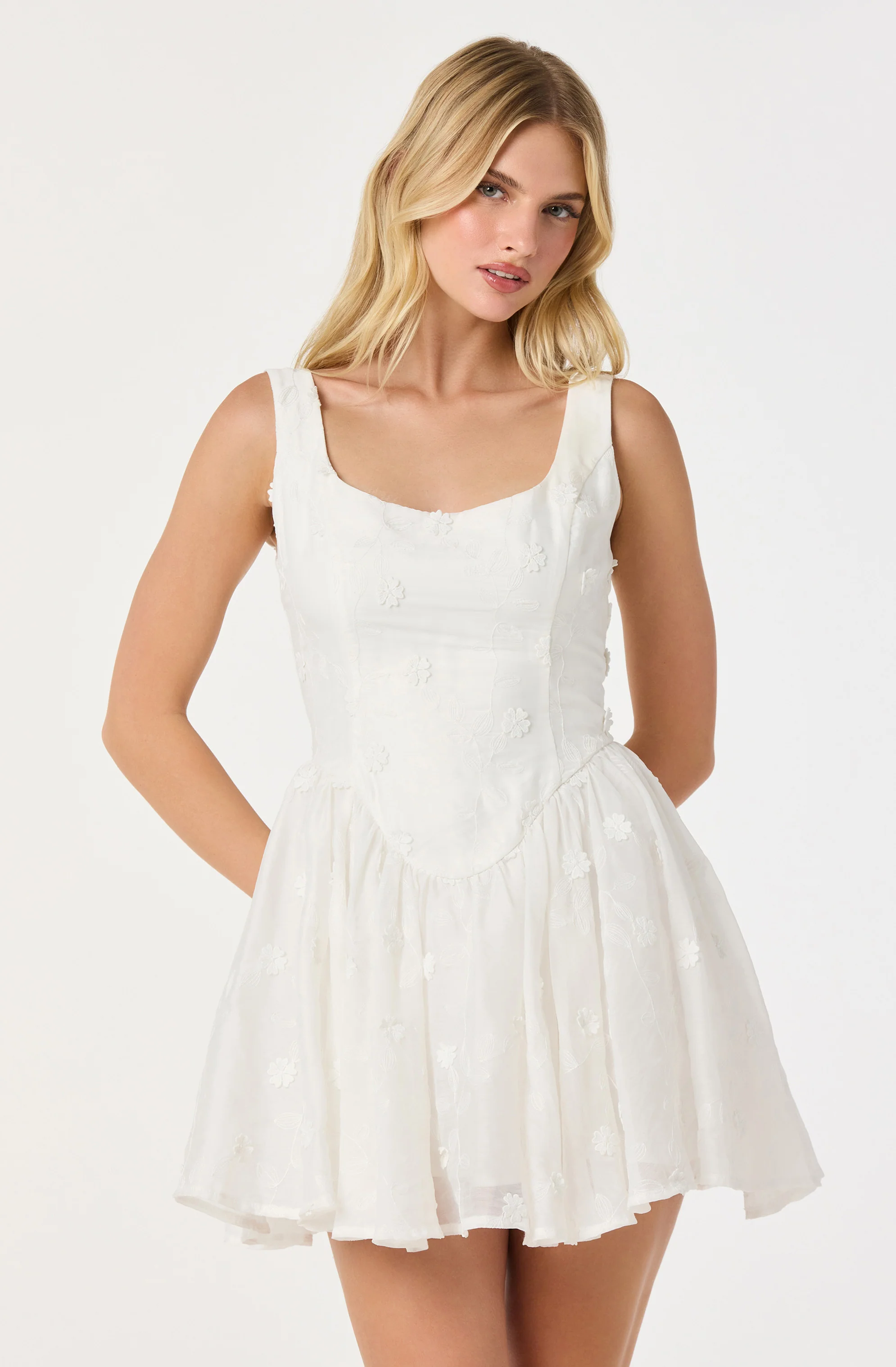 Reina Embroidered Floral Mini Dress - Image 3