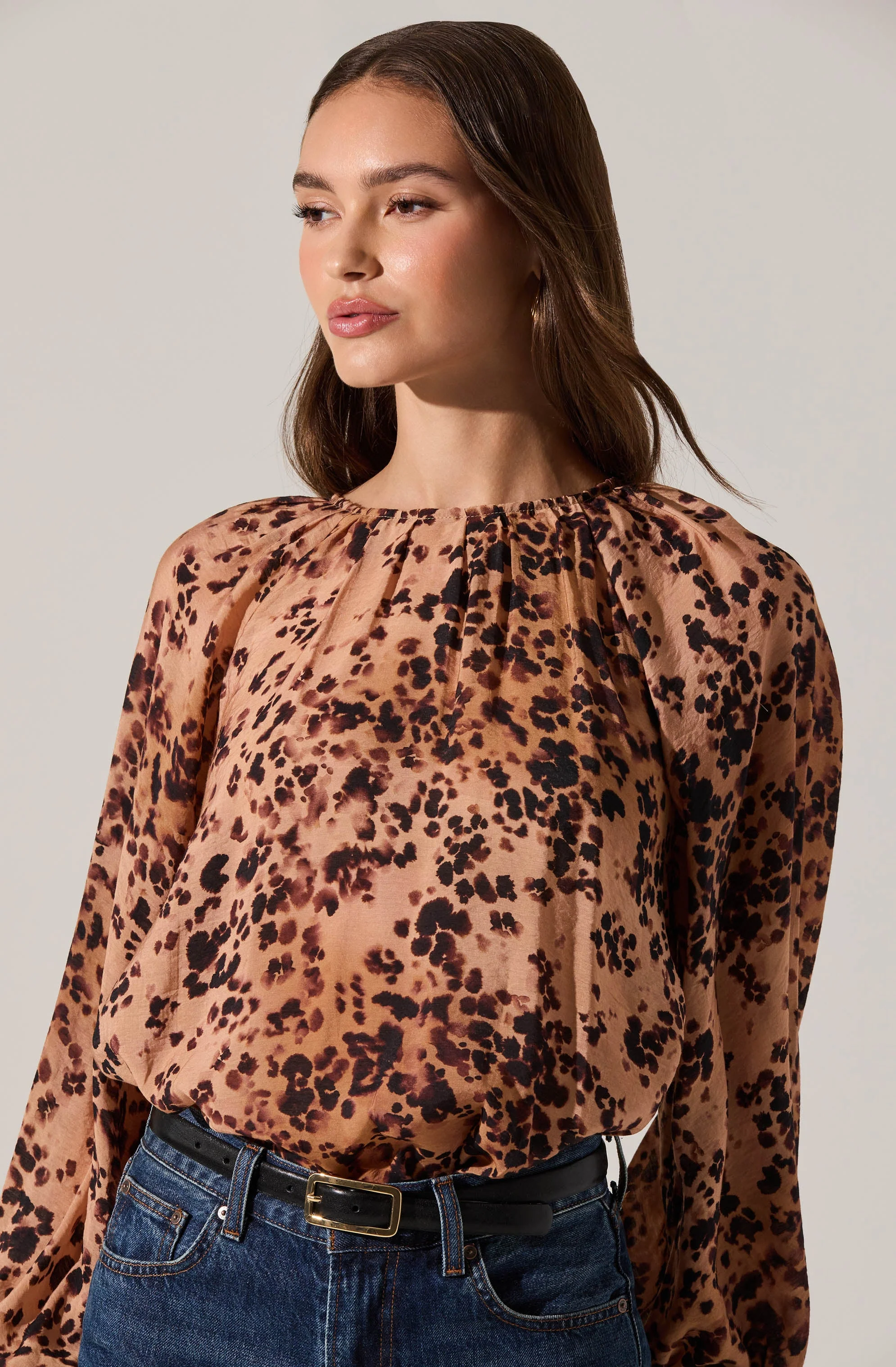 Reyen Leopard Balloon Sleeve Top - Image 4