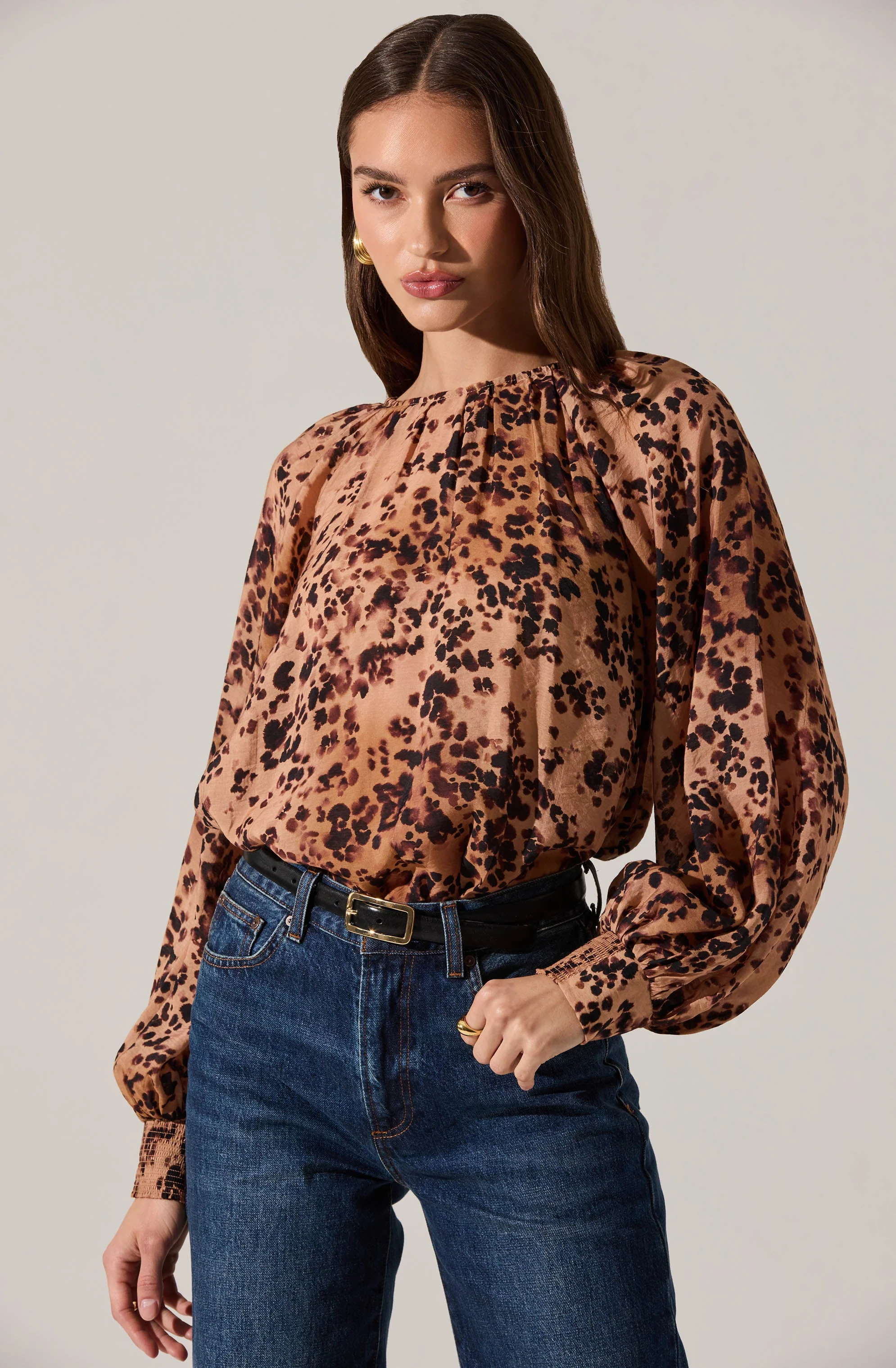 Reyen Leopard Balloon Sleeve Top - Image 6
