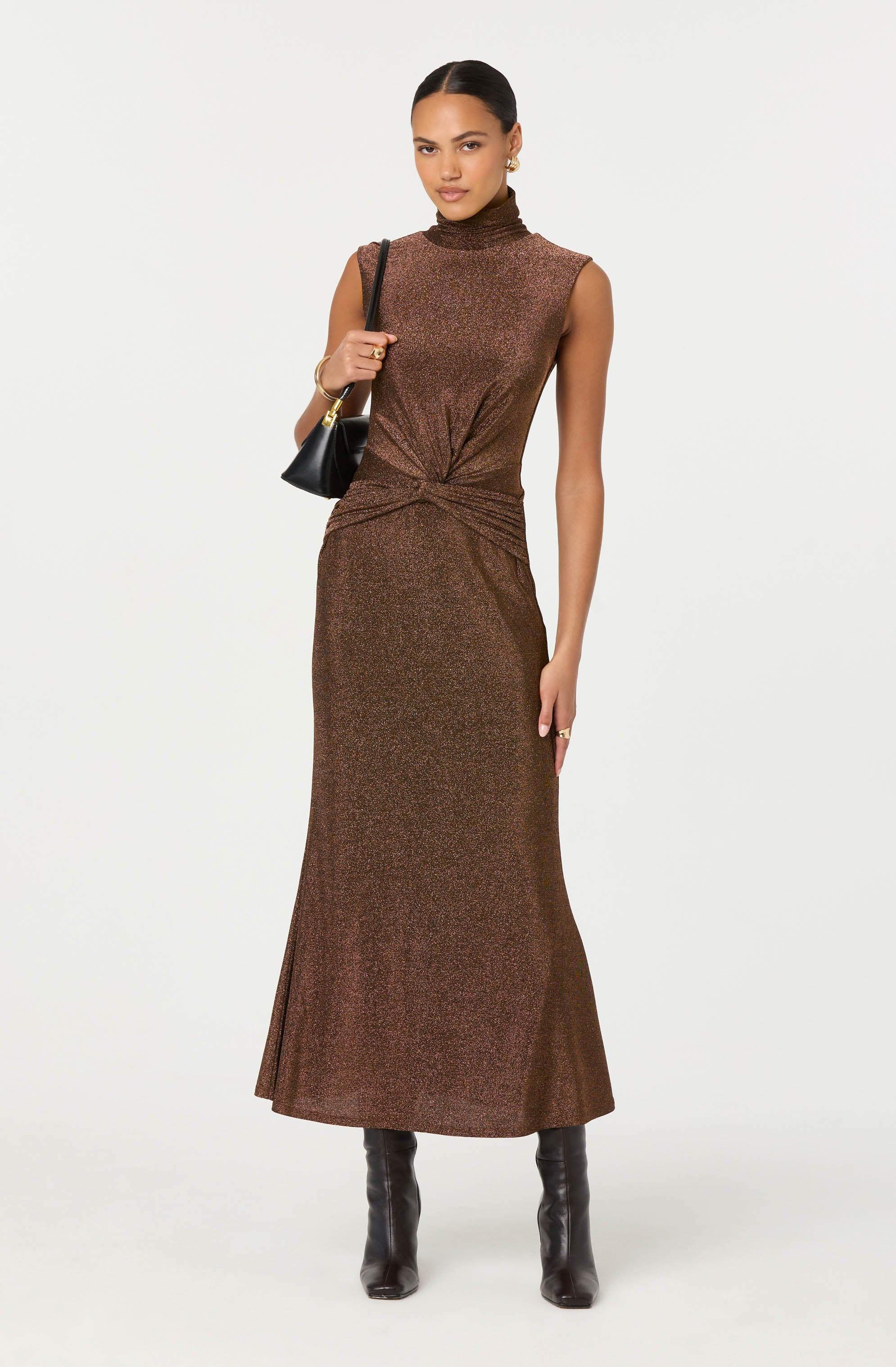 Riana Metallic Twist Front Maxi Dress - Image 2