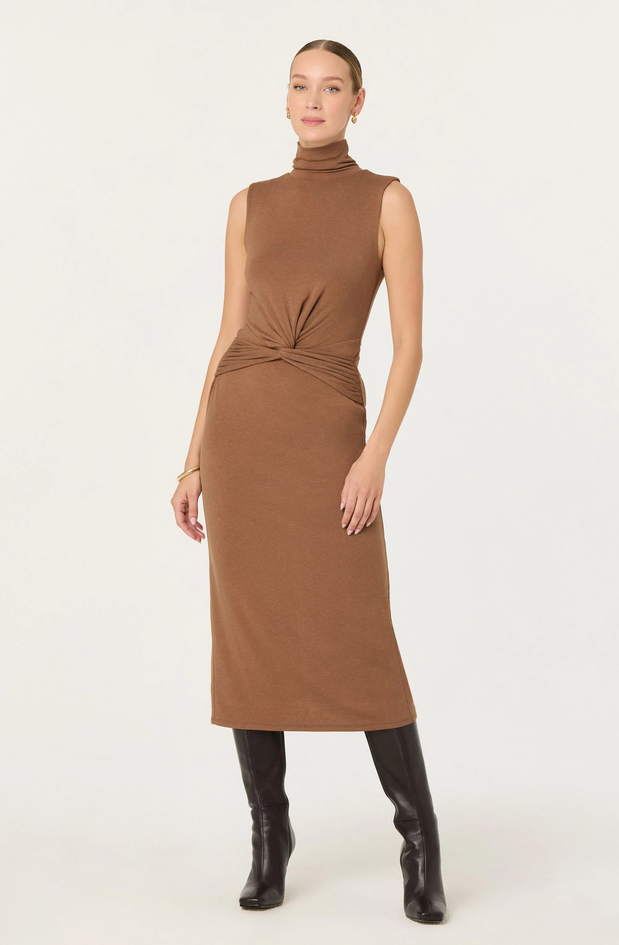 Riana Turtleneck Twist Front Maxi Dress