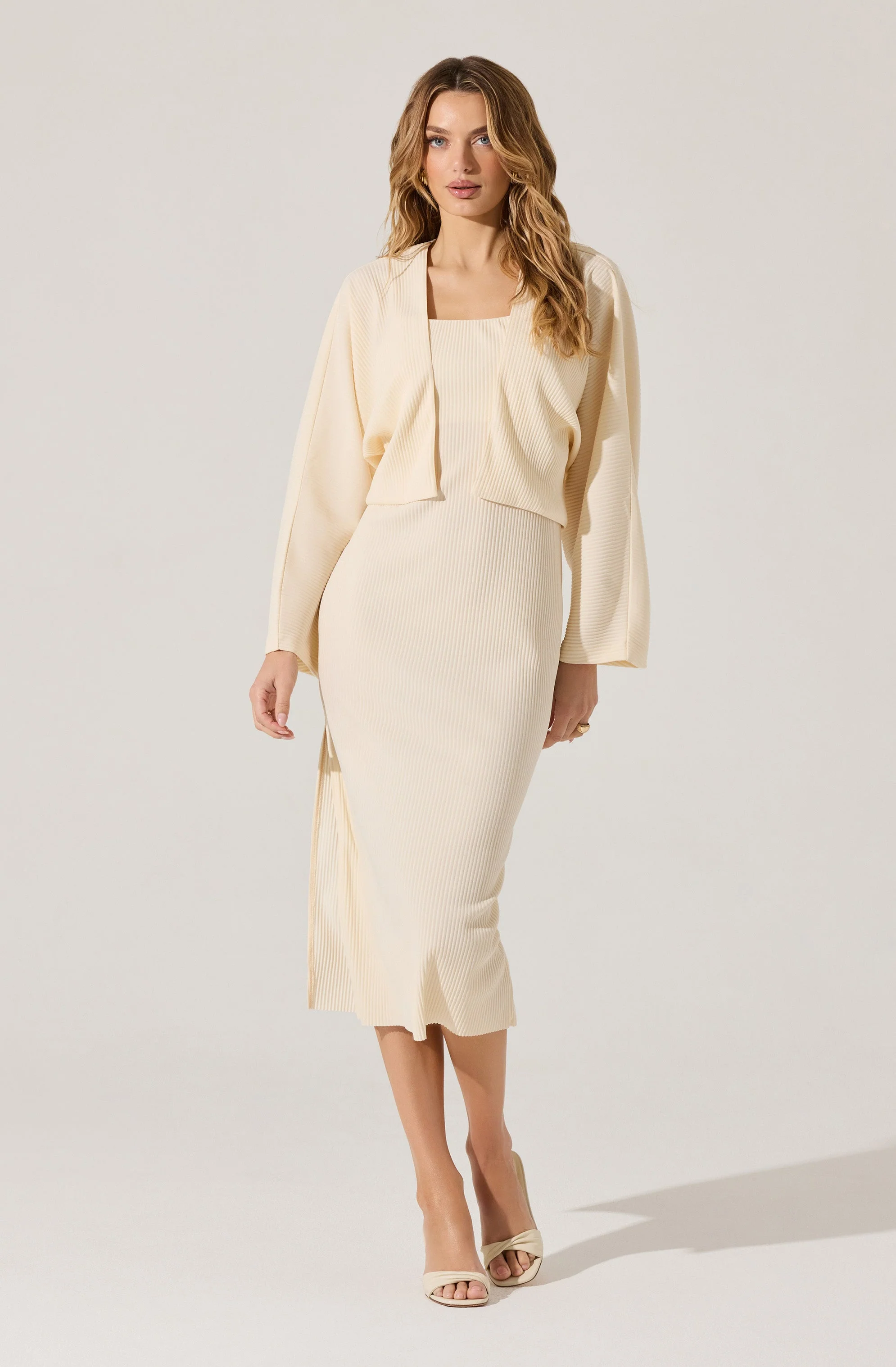 Ribbed Midi Dress & Shrug Set - Image 7