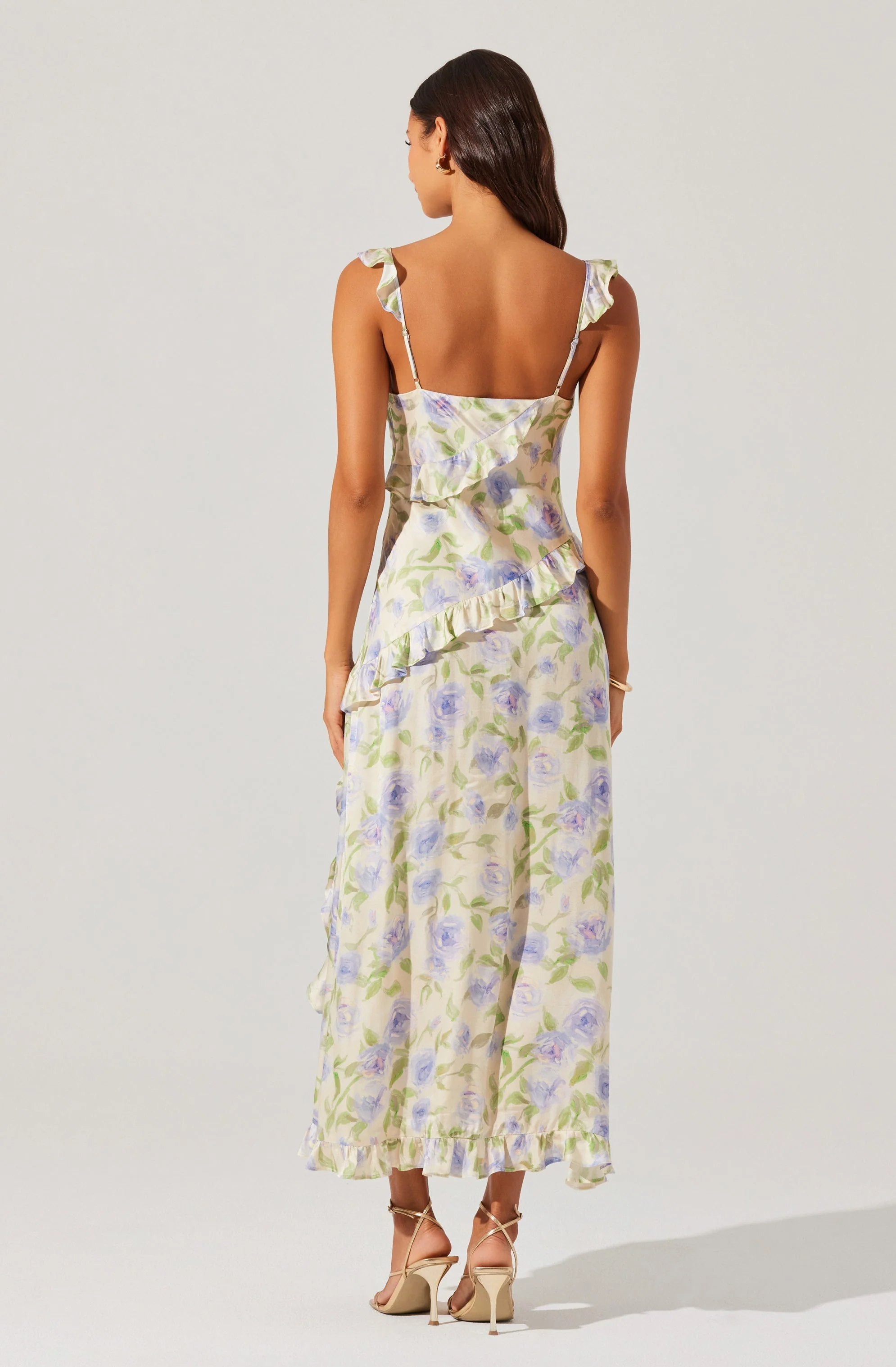 Rosalina Satin Floral Midi Dress - Image 5