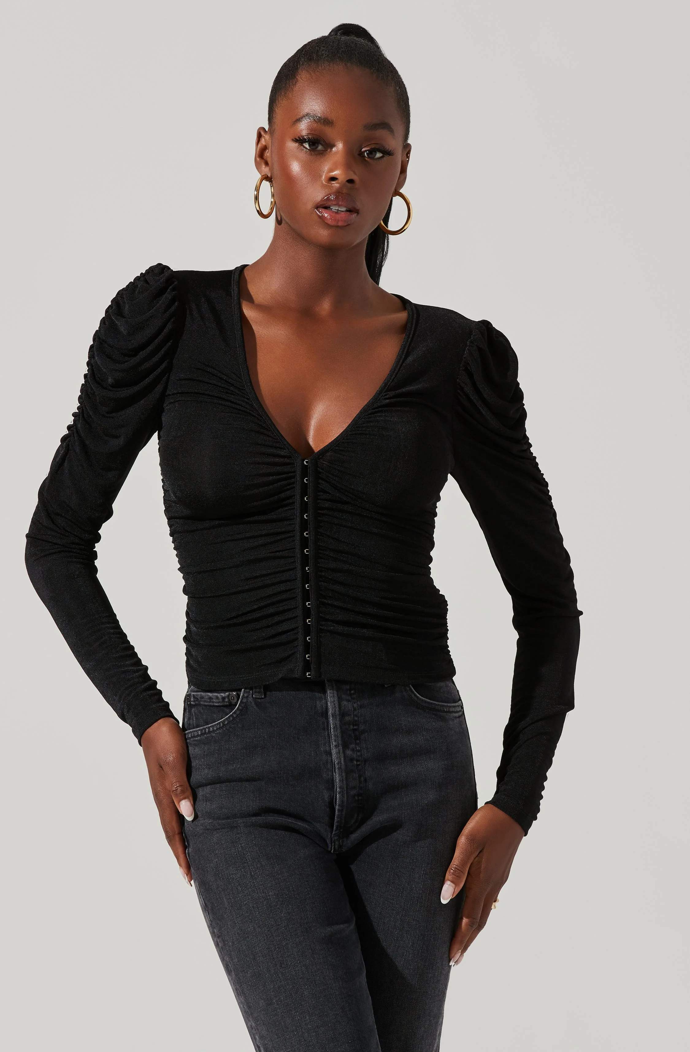 Ruched Front Long Sleeve Top - Image 11