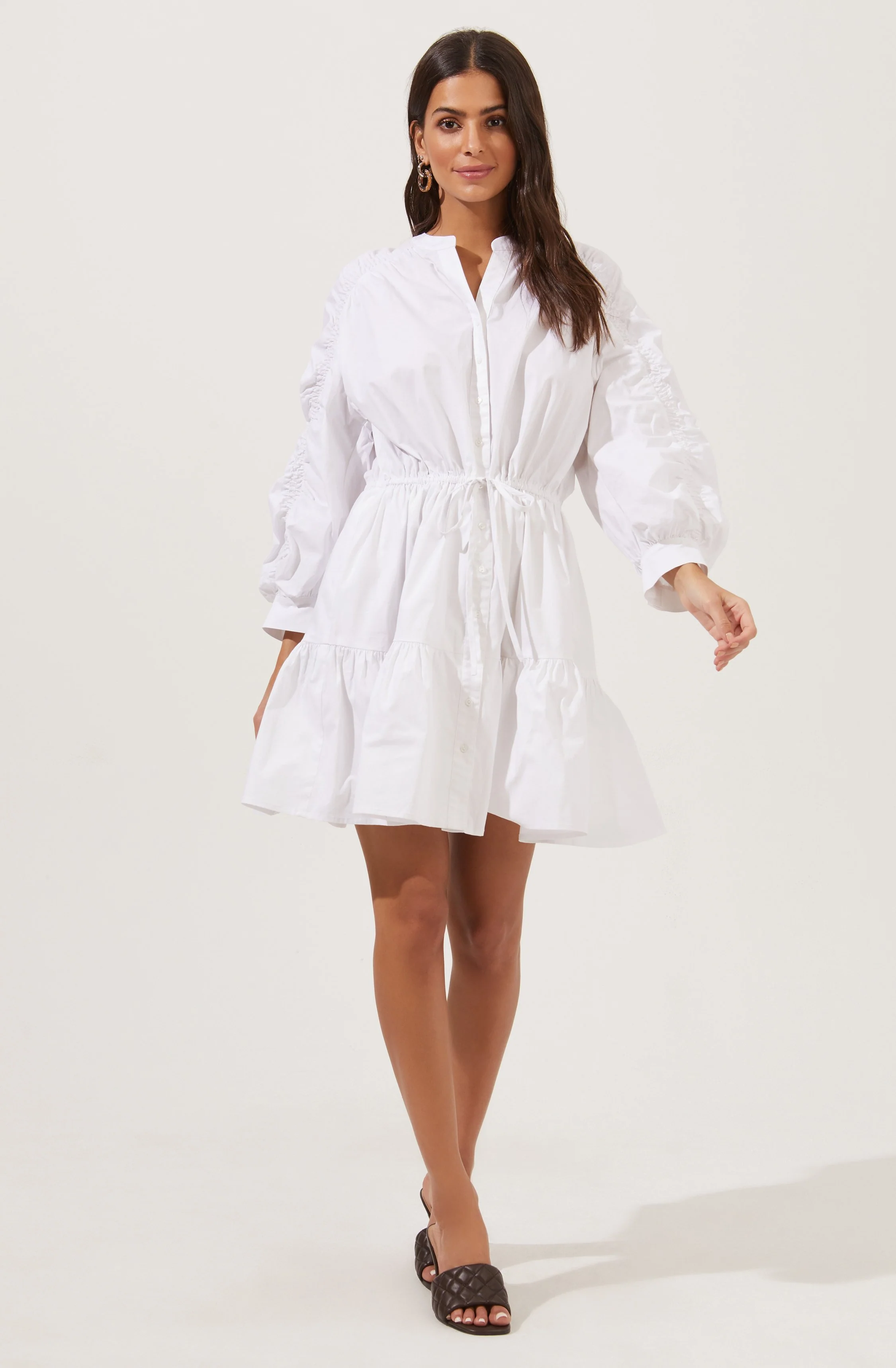Ruched Long Sleeve Dress - Image 3