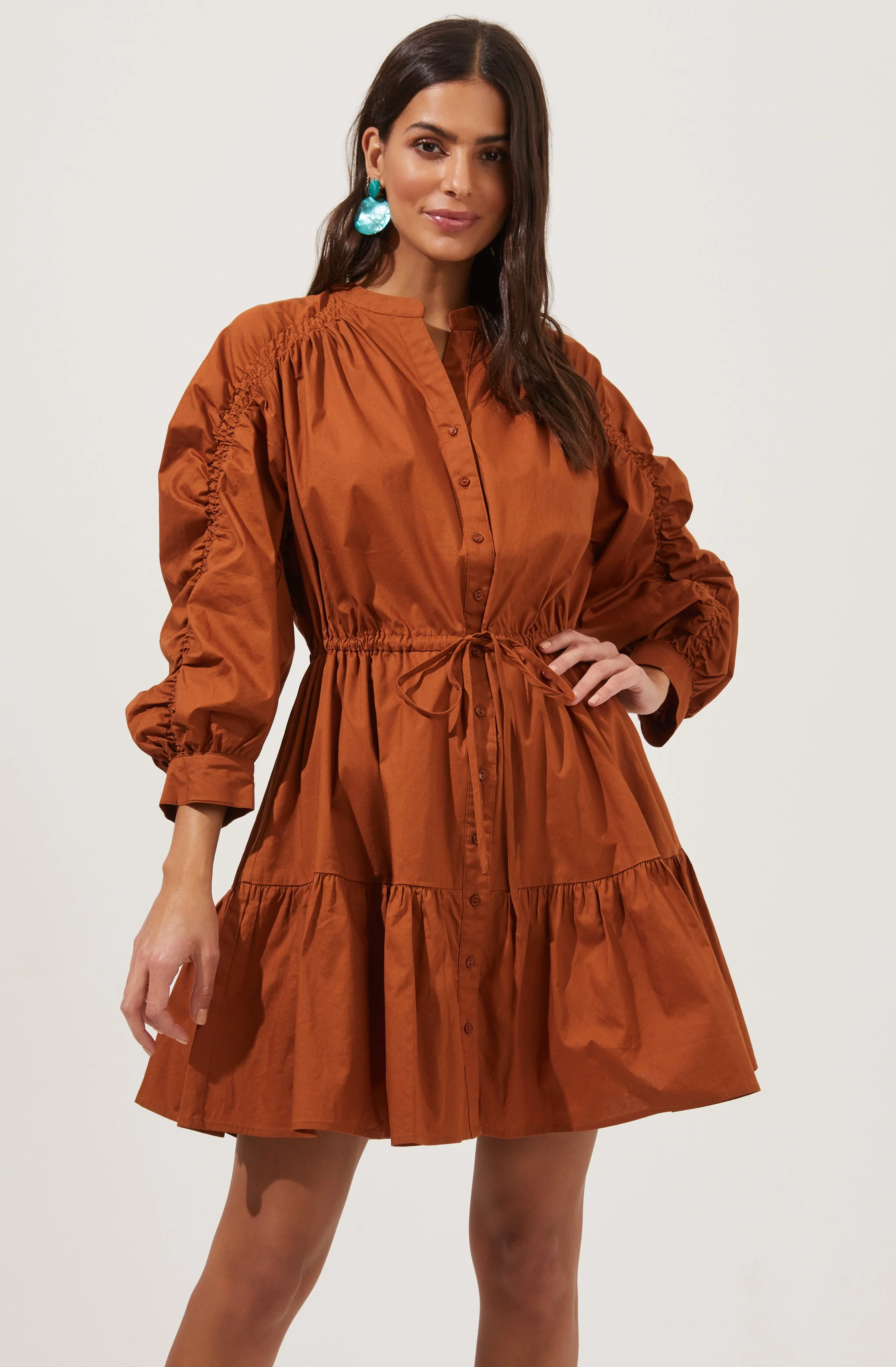 Ruched Long Sleeve Dress - Image 5