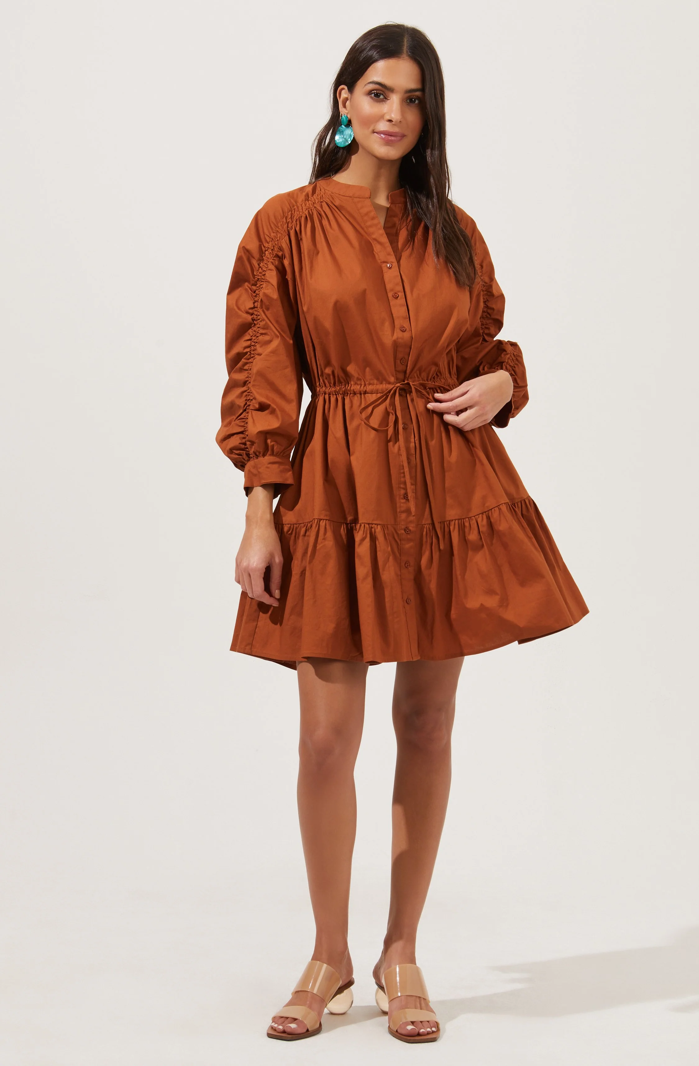 Ruched Long Sleeve Dress - Image 6