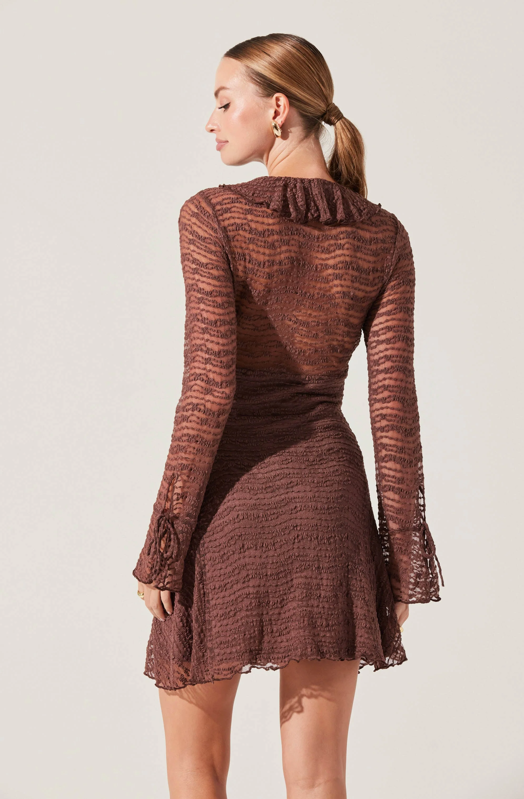 Ruffle V-Neck Lace Mini Dress - Image 10