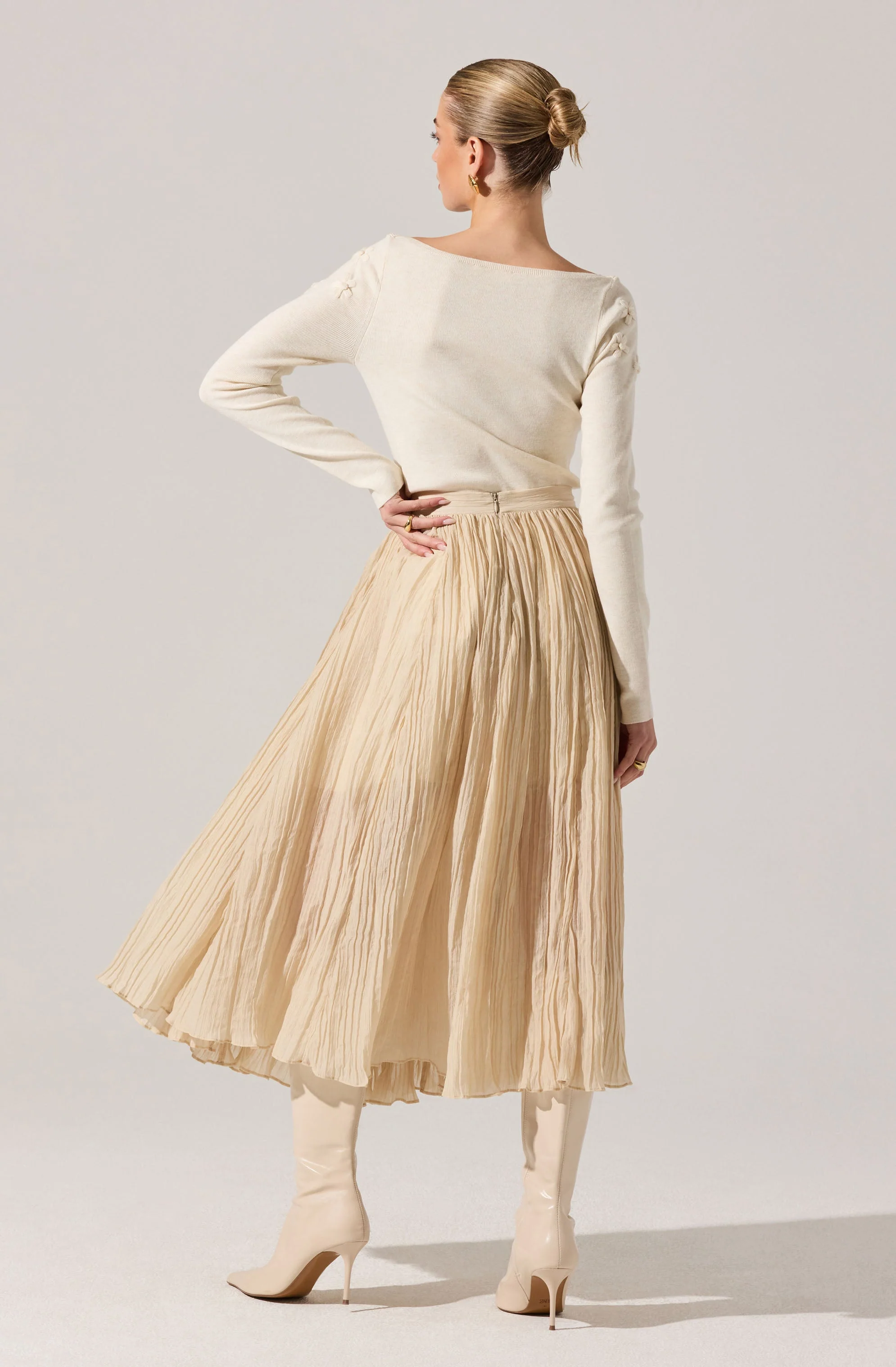 Salome Pleated Flare Midi Skirt - Image 12