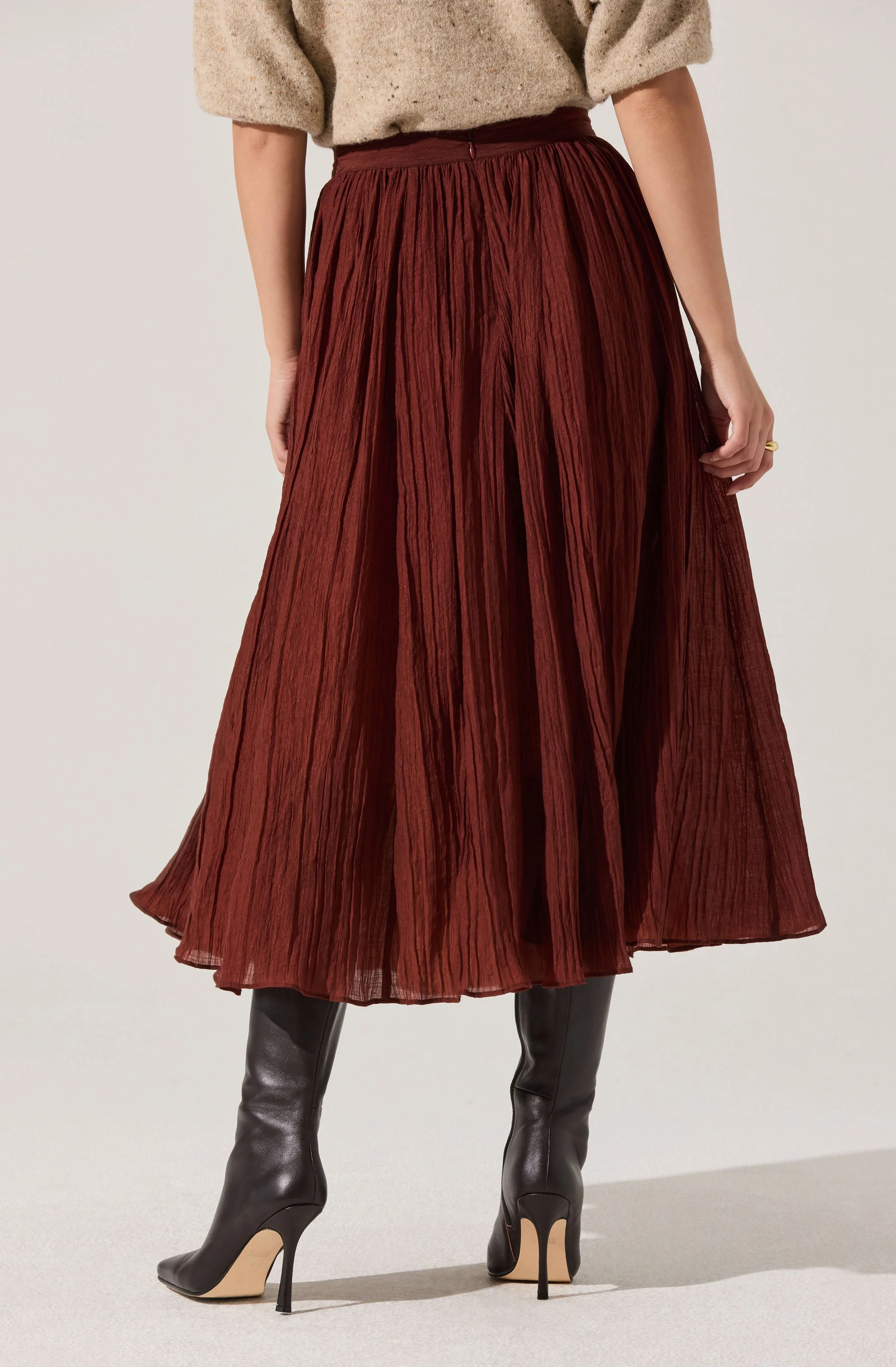 Salome Pleated Flare Midi Skirt - Image 3