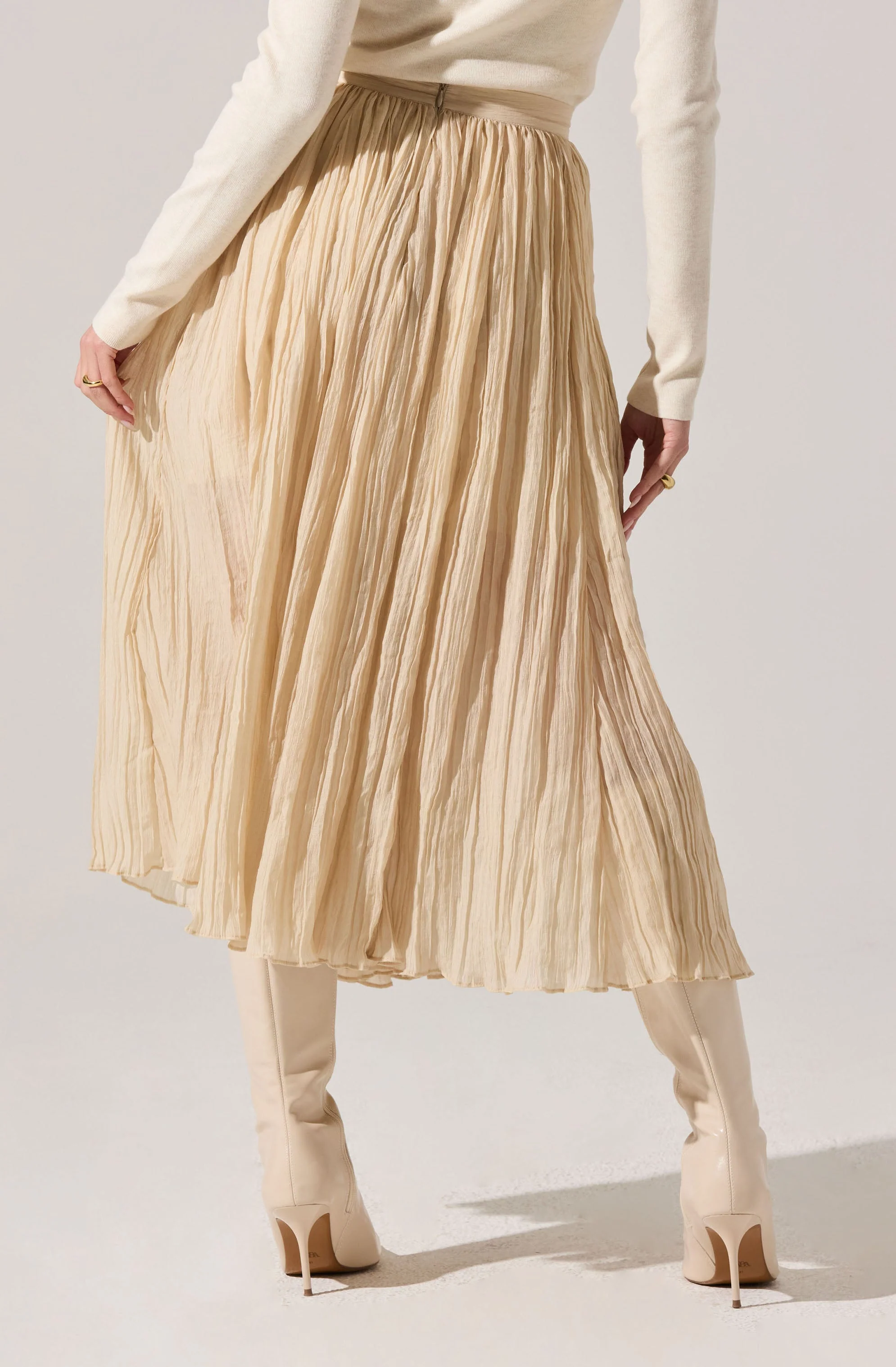 Salome Pleated Flare Midi Skirt - Image 9