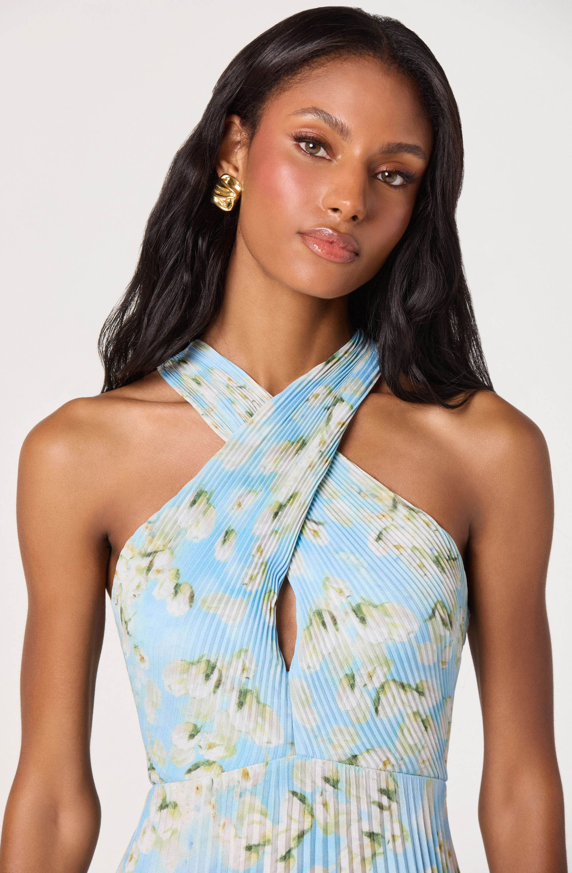 Samantha Plissé Halter Midi Dress - Image 4