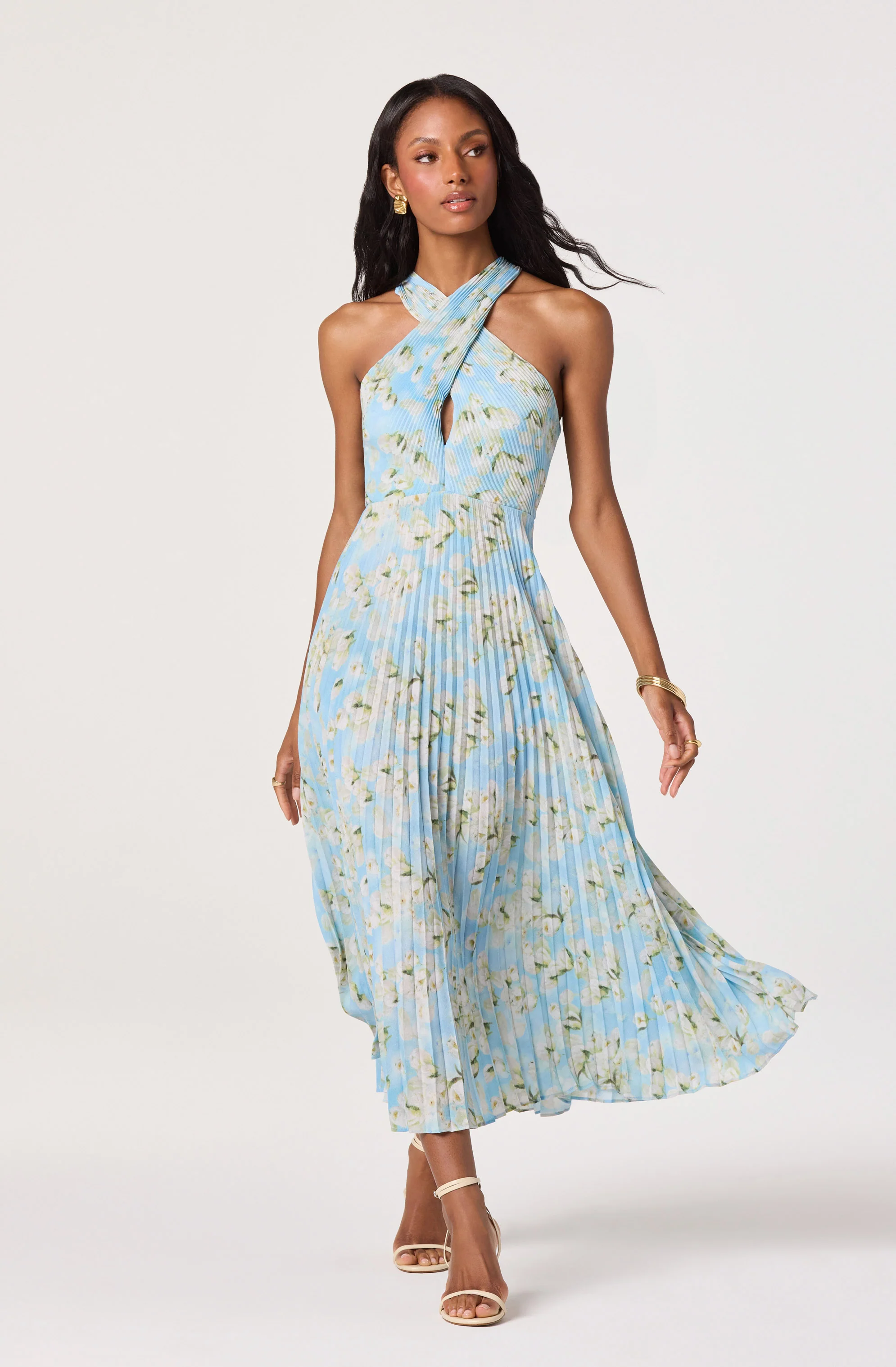 Samantha Plissé Halter Midi Dress - Image 5