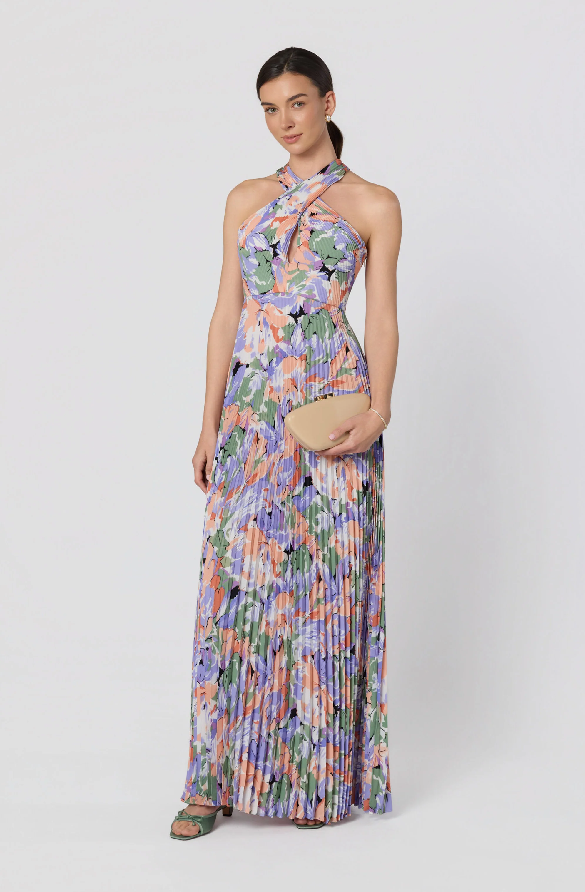 Samantha Floral Halter Pleated Gown - Image 4