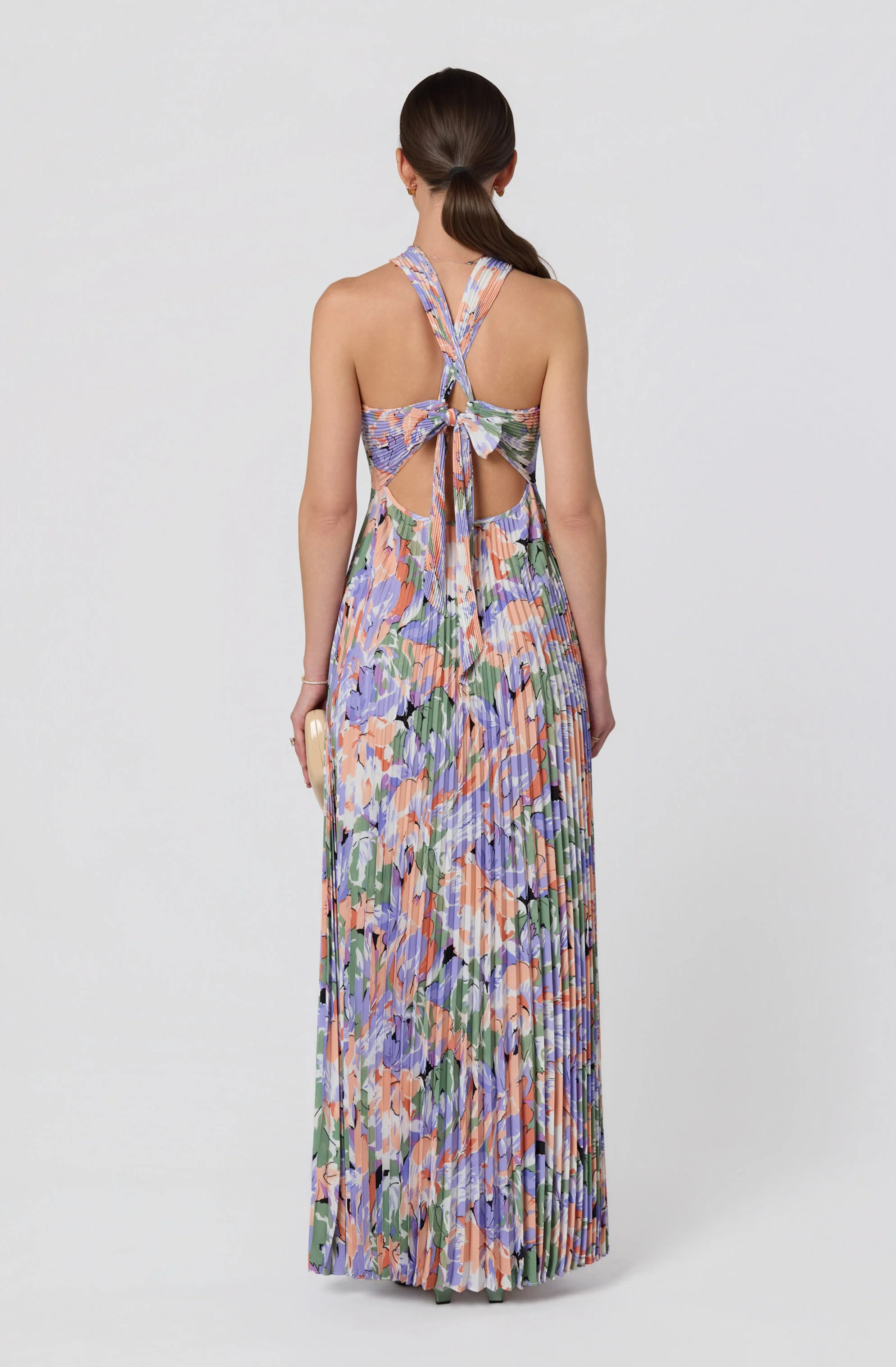 Samantha Floral Halter Pleated Gown - Image 6