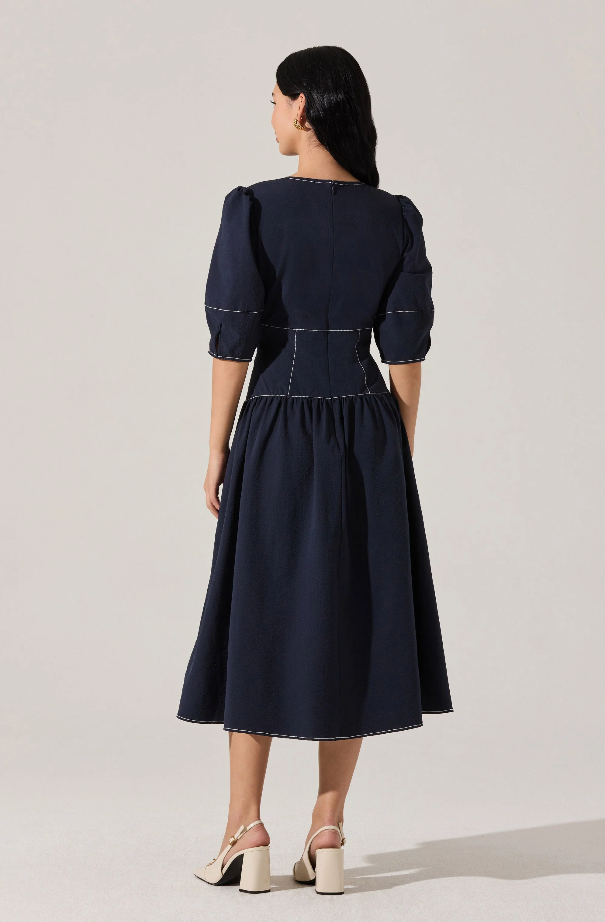 Samarra Contrast Stitch Midi Dress - Image 2