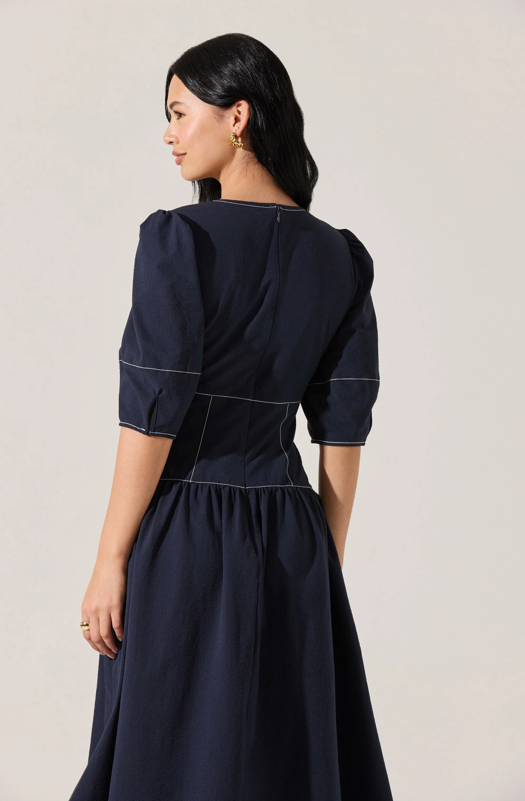 Samarra Contrast Stitch Midi Dress - Image 4