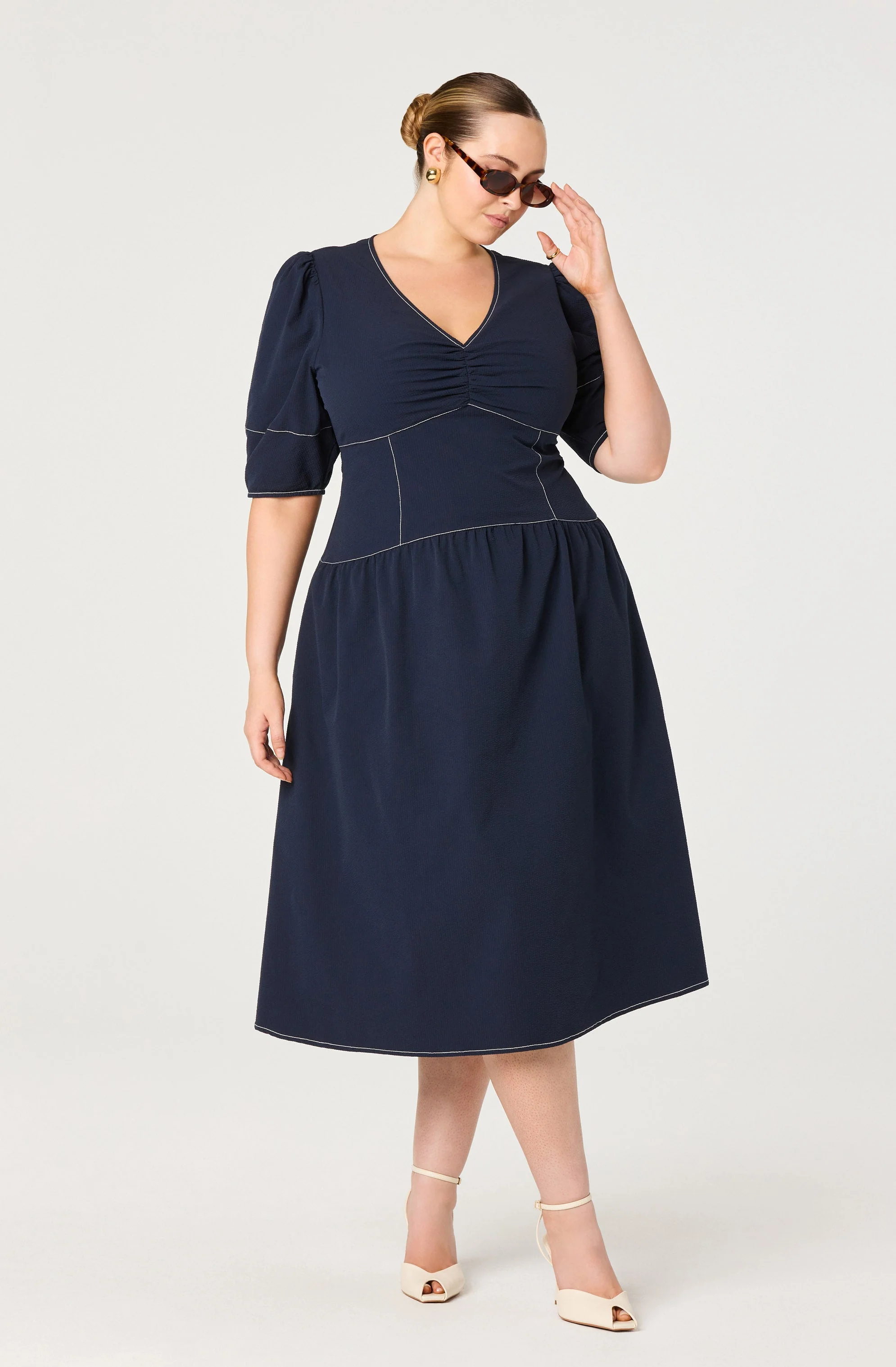 Samarra Contrast Stitch Midi Dress - Image 6