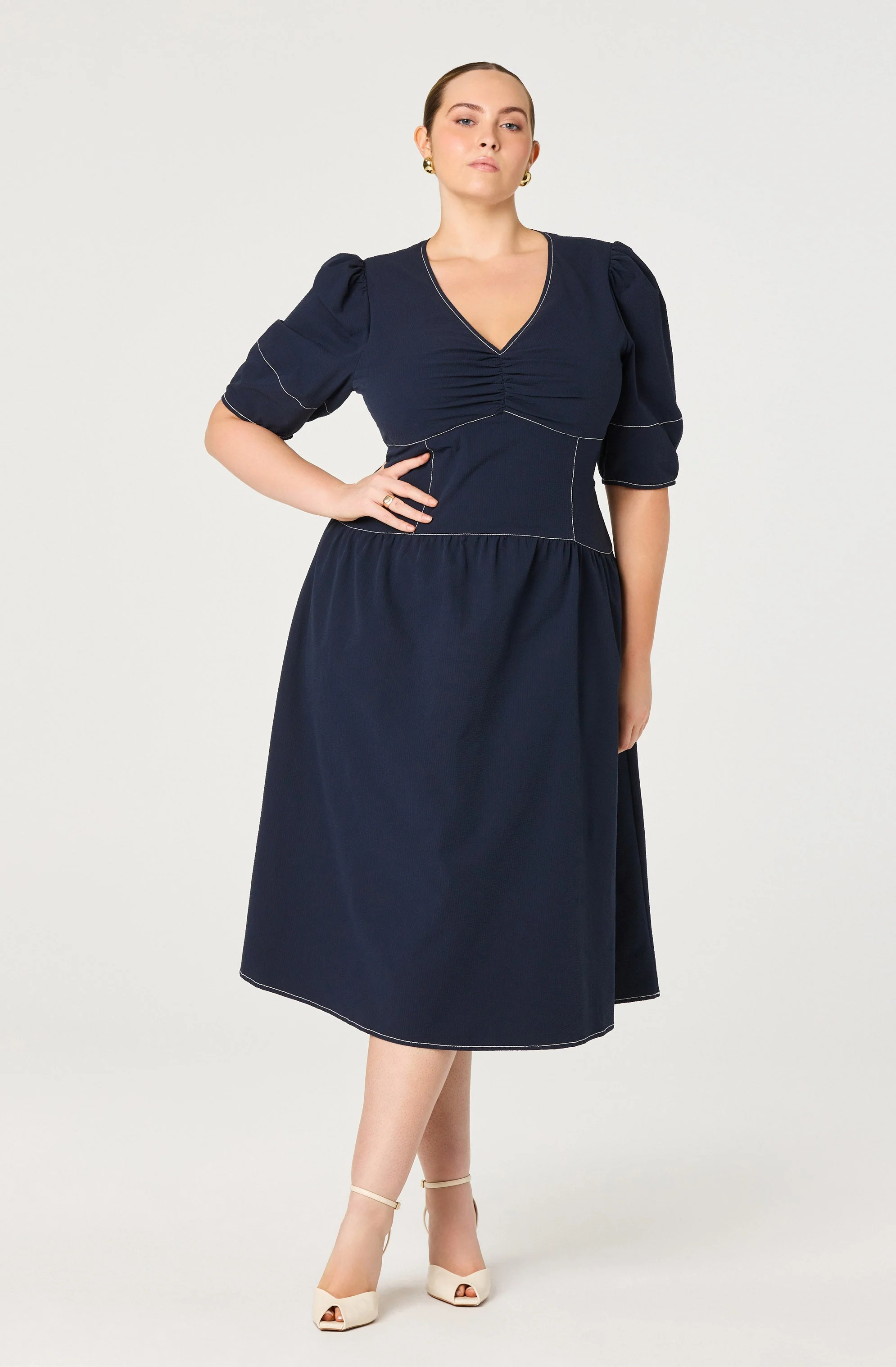 Samarra Contrast Stitch Midi Dress - Image 9