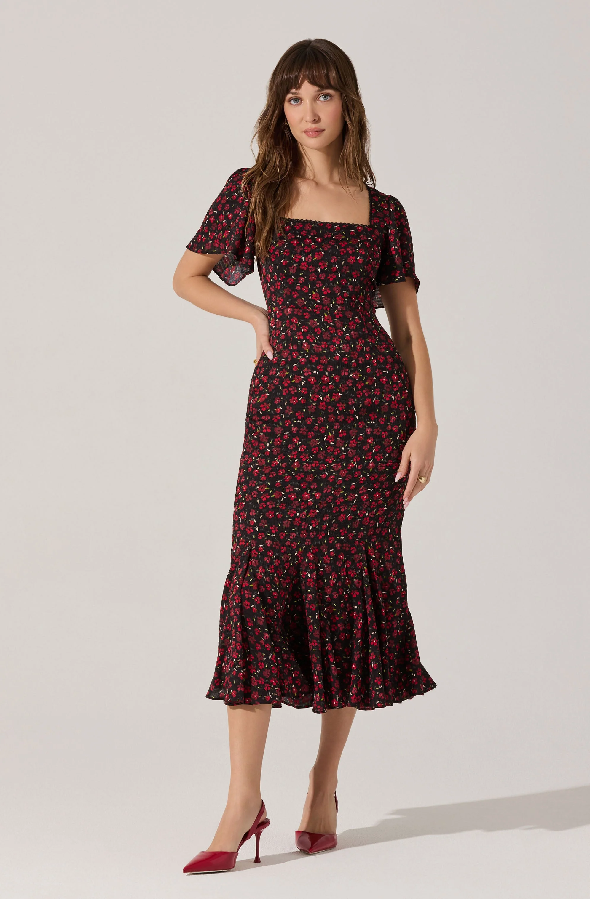 Sara Floral Lace Trim Dress - Image 5