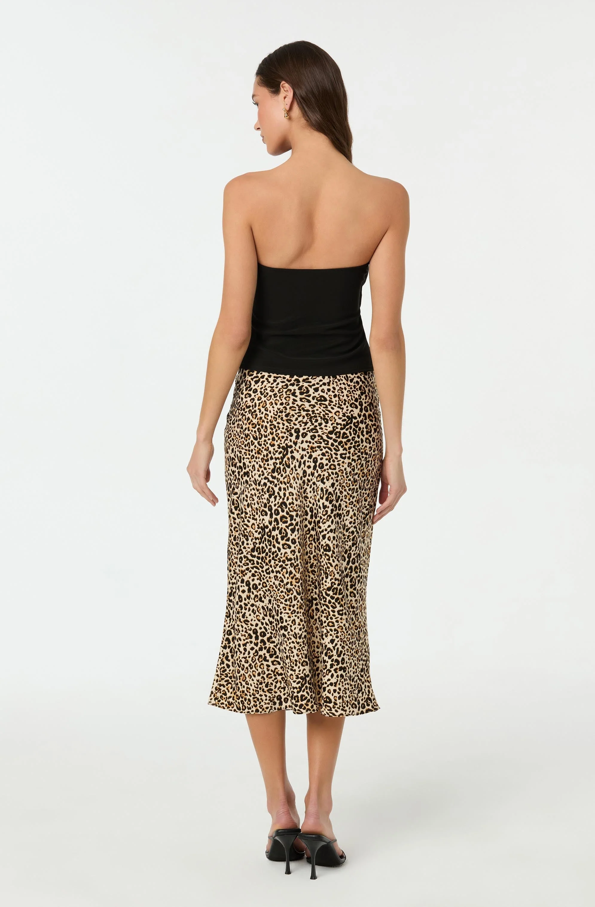 Satin Leopard Print Midi Skirt - Image 3