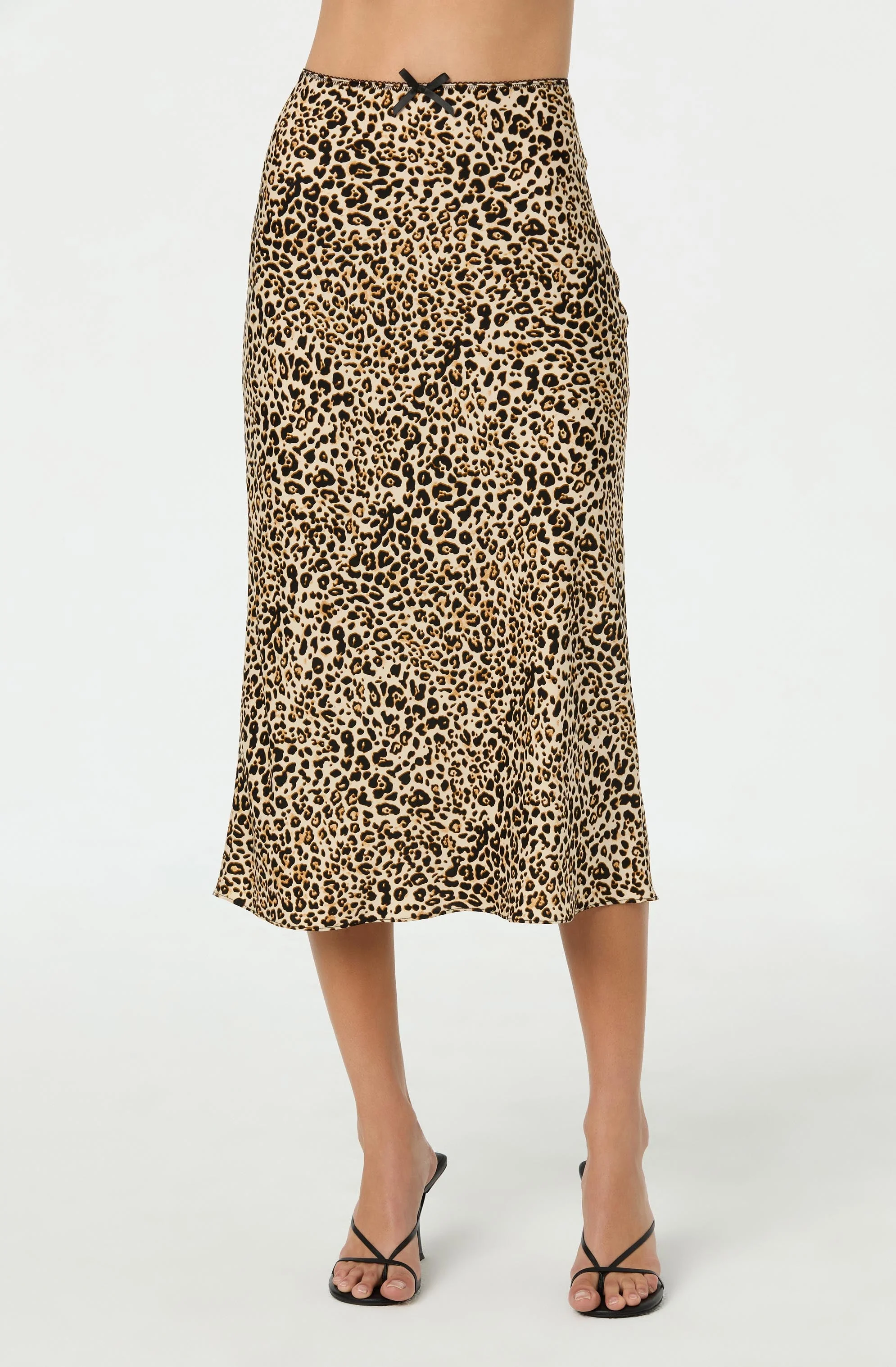 Satin Leopard Print Midi Skirt - Image 4