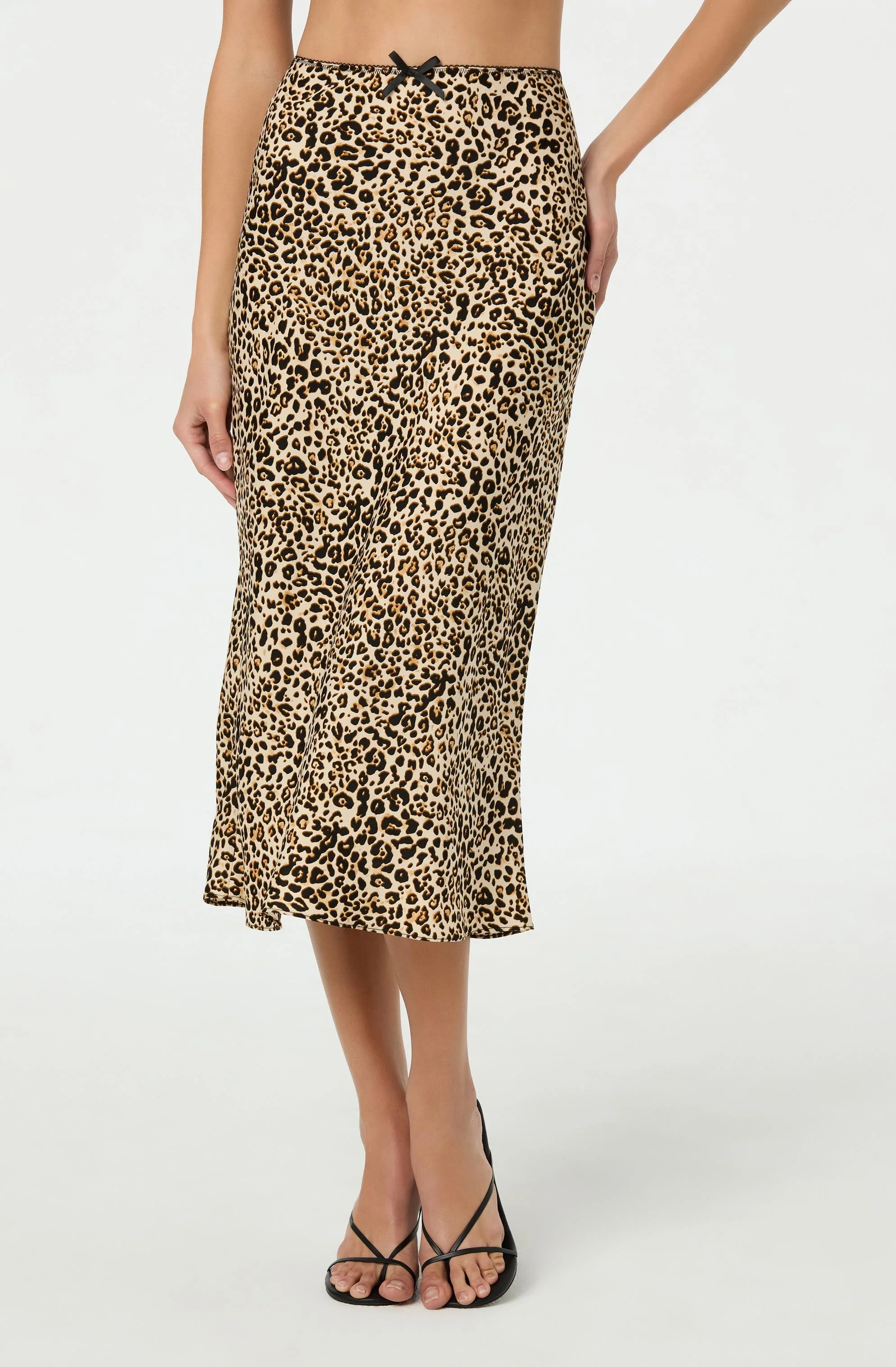 Satin Leopard Print Midi Skirt - Image 5