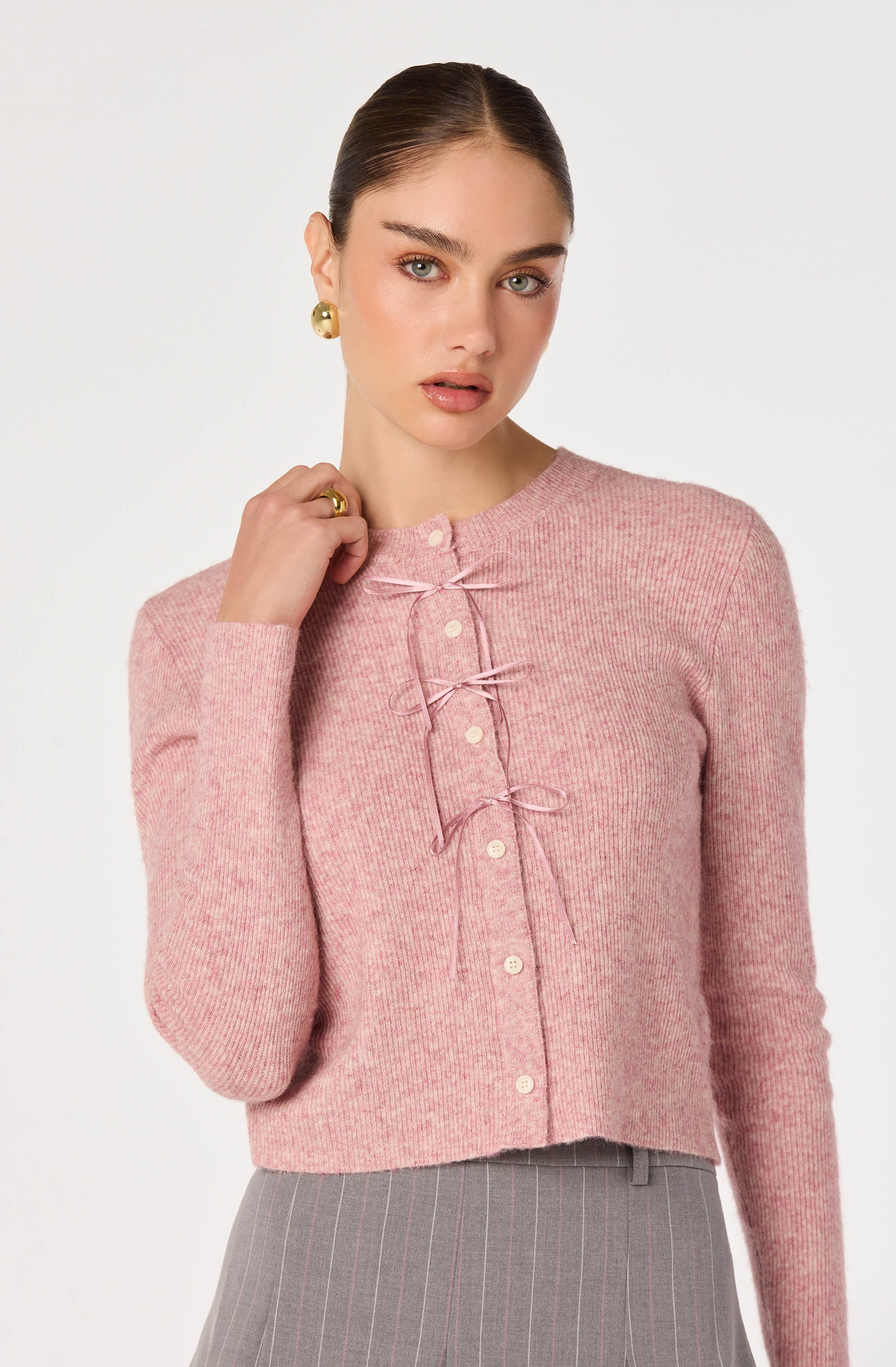 Ribbed Bow Adorned Cardigan - Image 10