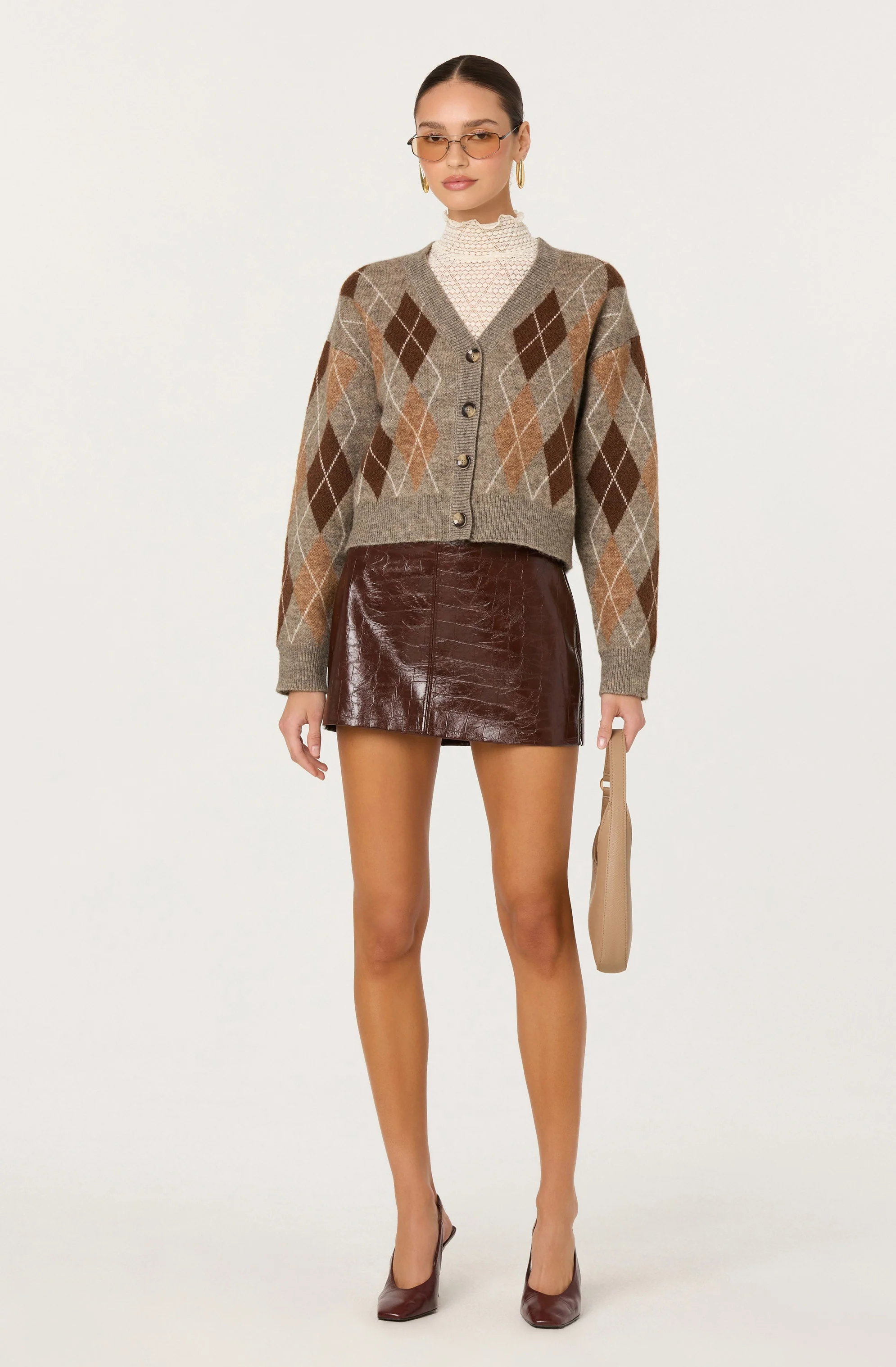 Savana Faux Croc Leather Skirt - Image 11