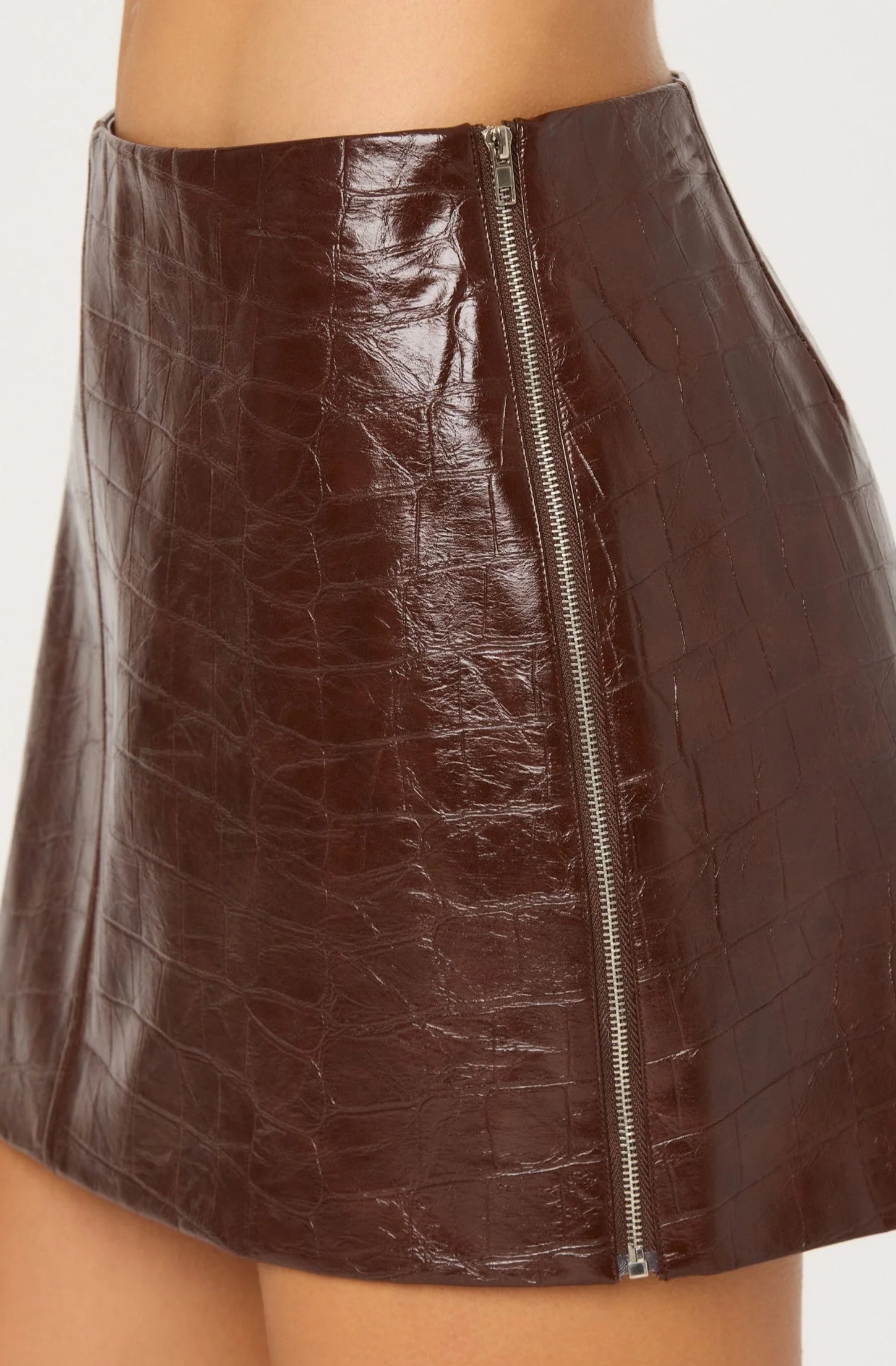 Savana Faux Croc Leather Skirt - Image 12